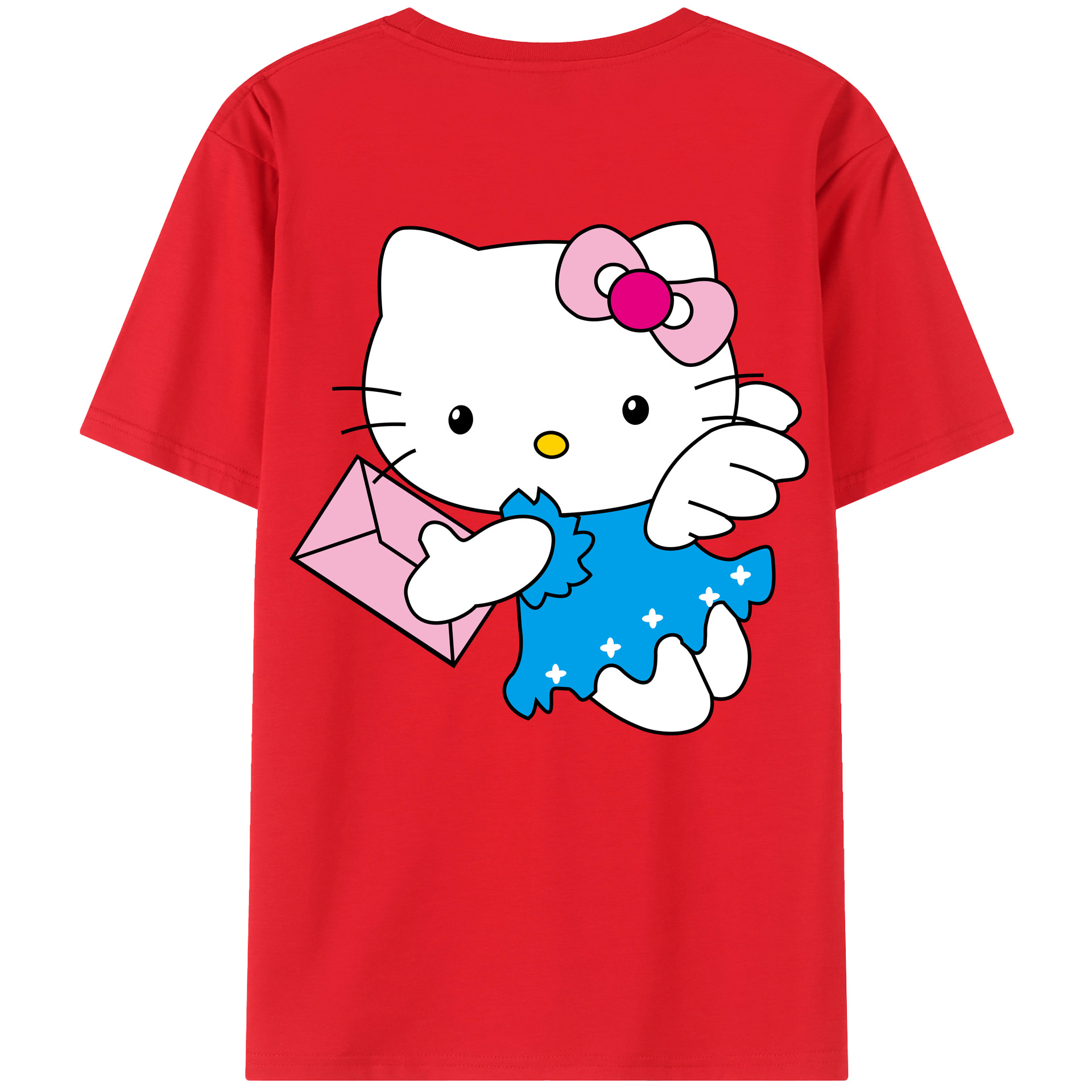 （画像用） Hello Kitty ハローキティ 綿100％ メンズ半袖Tシャツ（バックプリント） 通気性