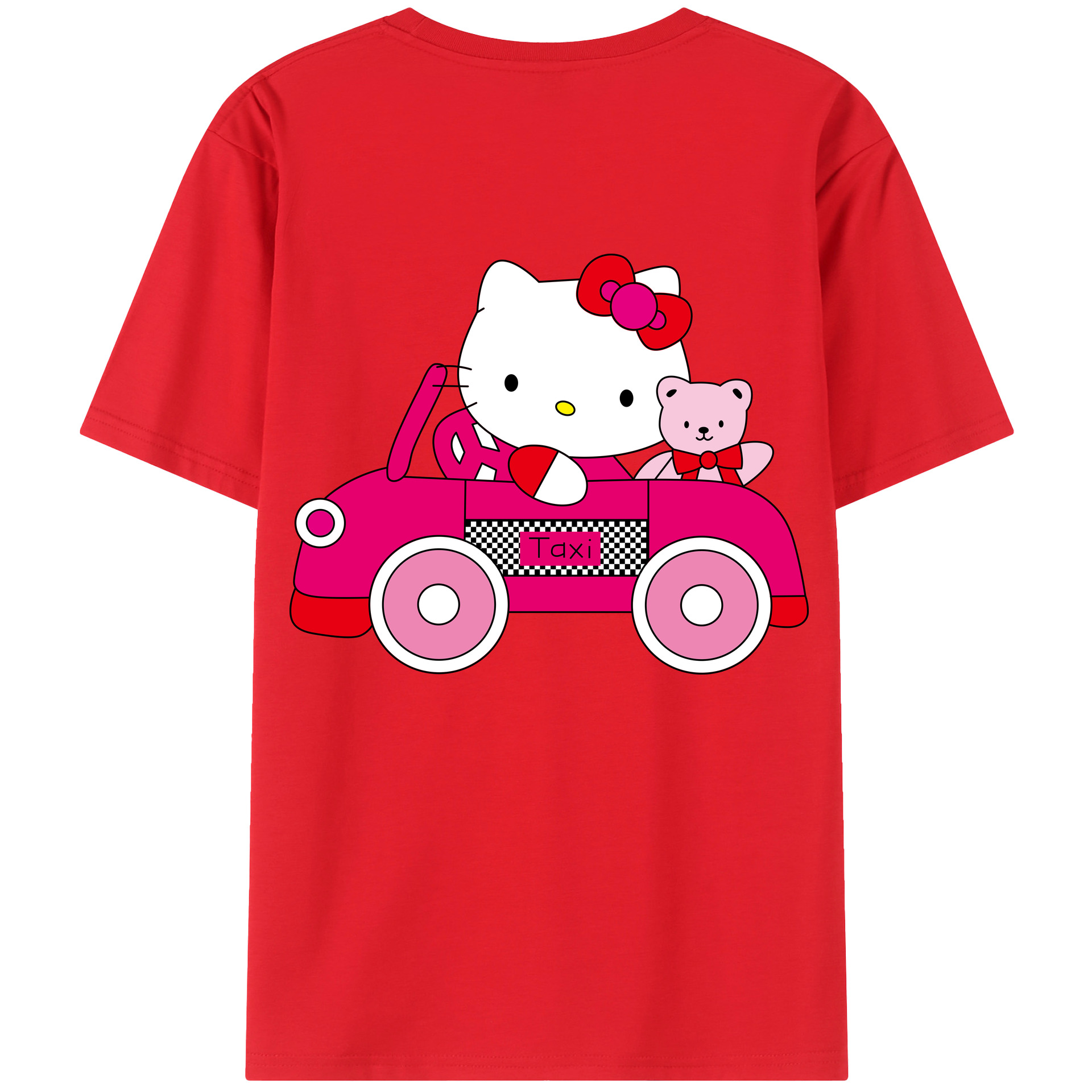 （画像用） Hello Kitty ハローキティ 綿100％ メンズ半袖Tシャツ（バックプリント） 通気性