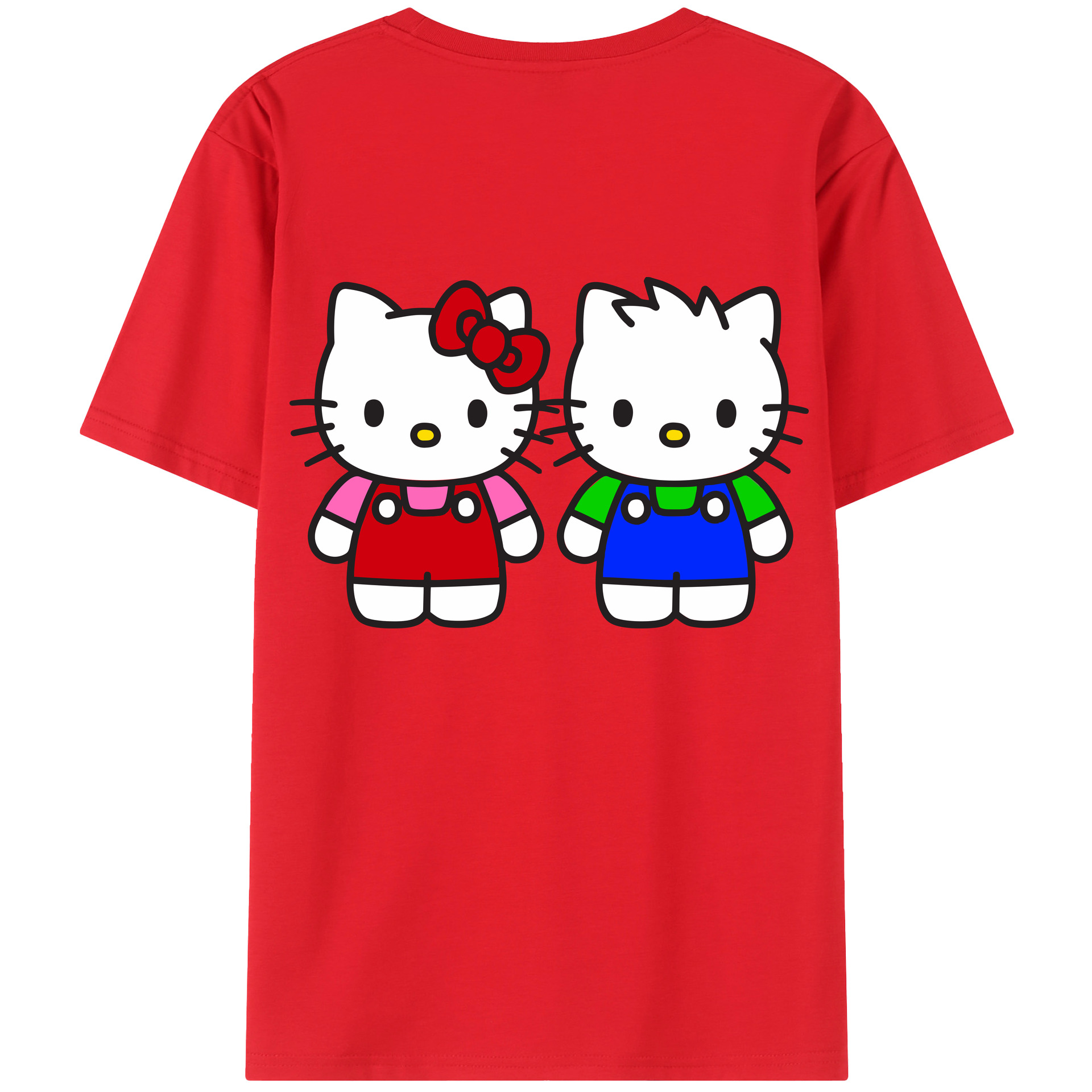 （画像用） Hello Kitty ハローキティ 綿100％ メンズ半袖Tシャツ（バックプリント） 通気性