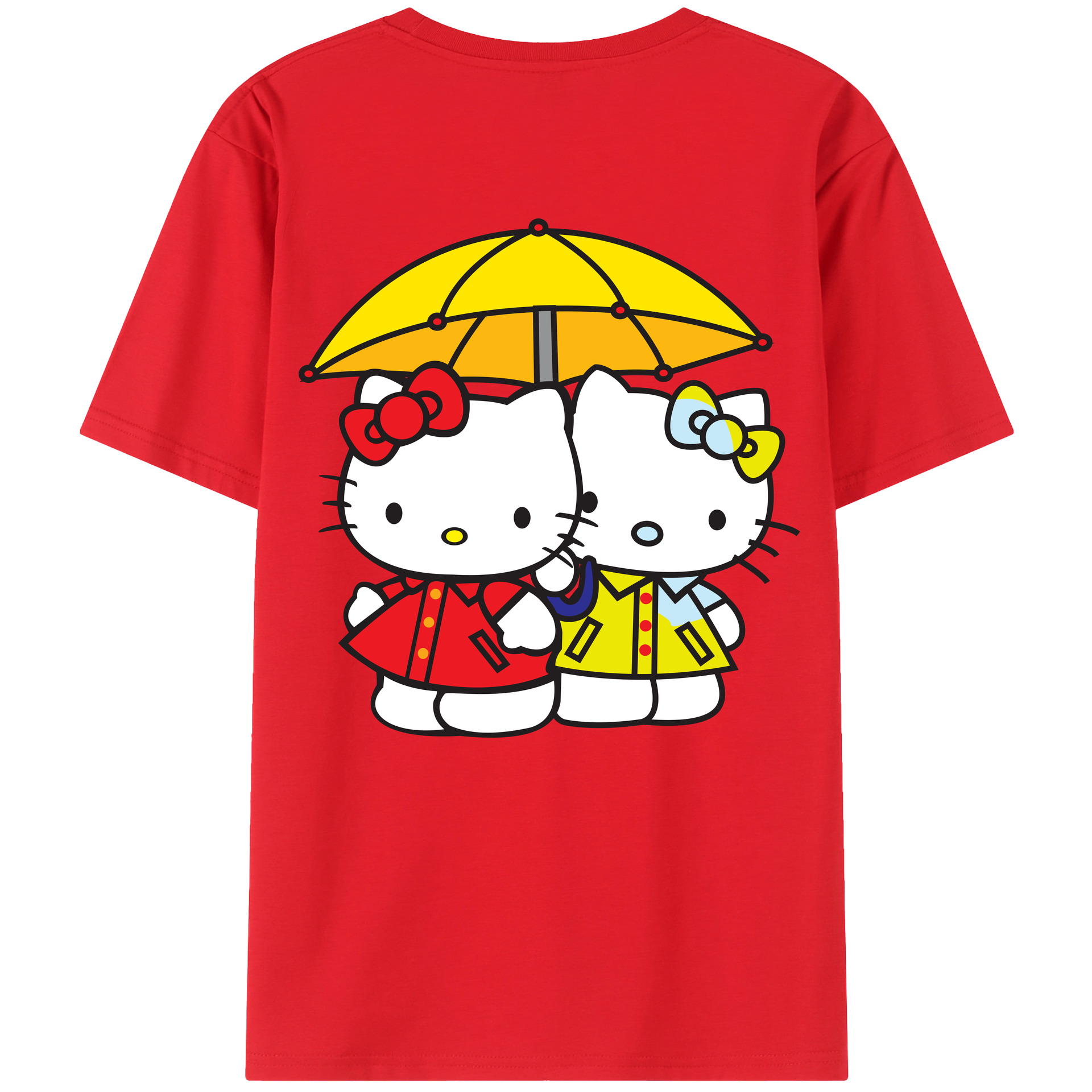 （画像用） Hello Kitty ハローキティ 綿100％ メンズ半袖Tシャツ（バックプリント） 通気性