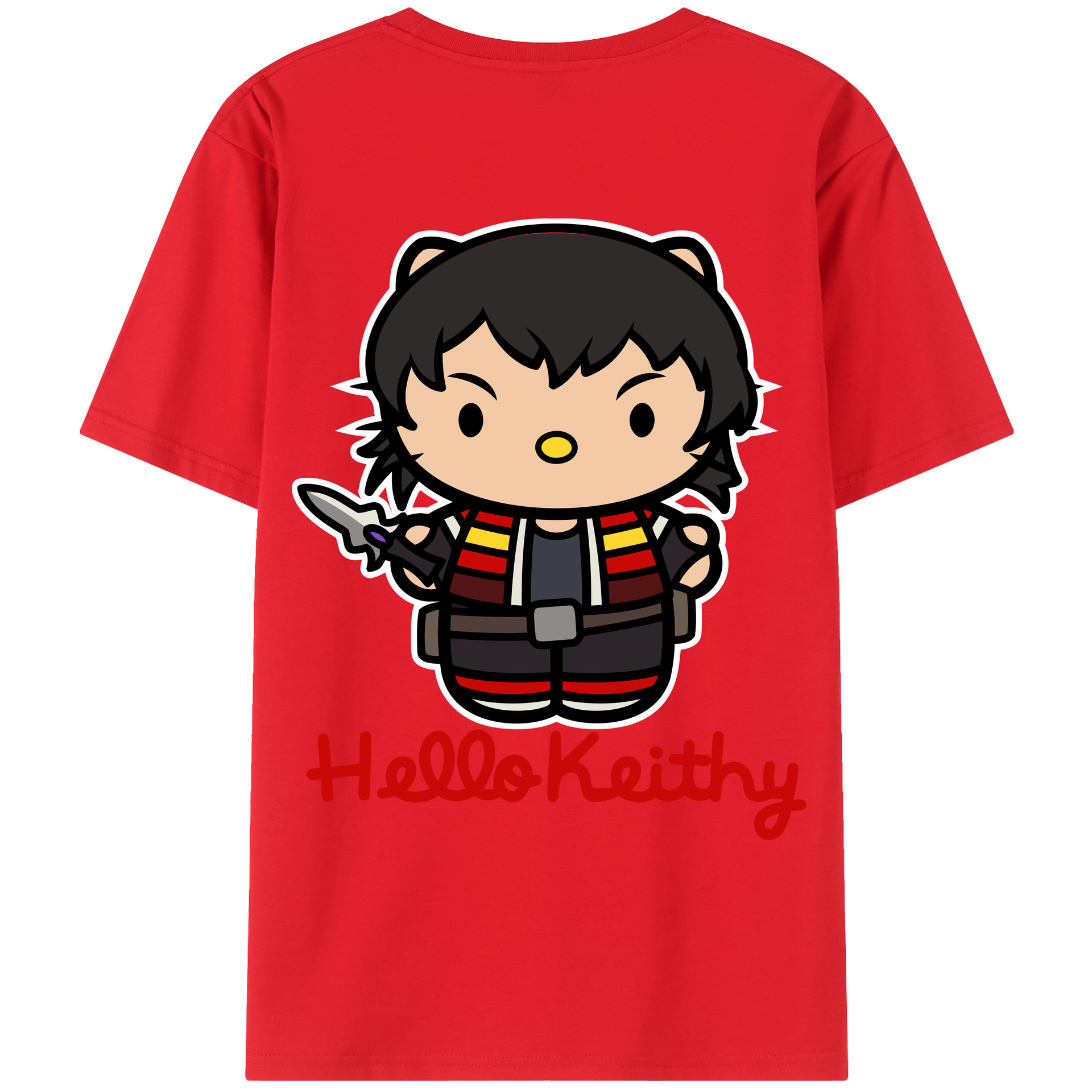 （画像用） Hello Kitty ハローキティ 綿100％ メンズ半袖Tシャツ（バックプリント） 通気性