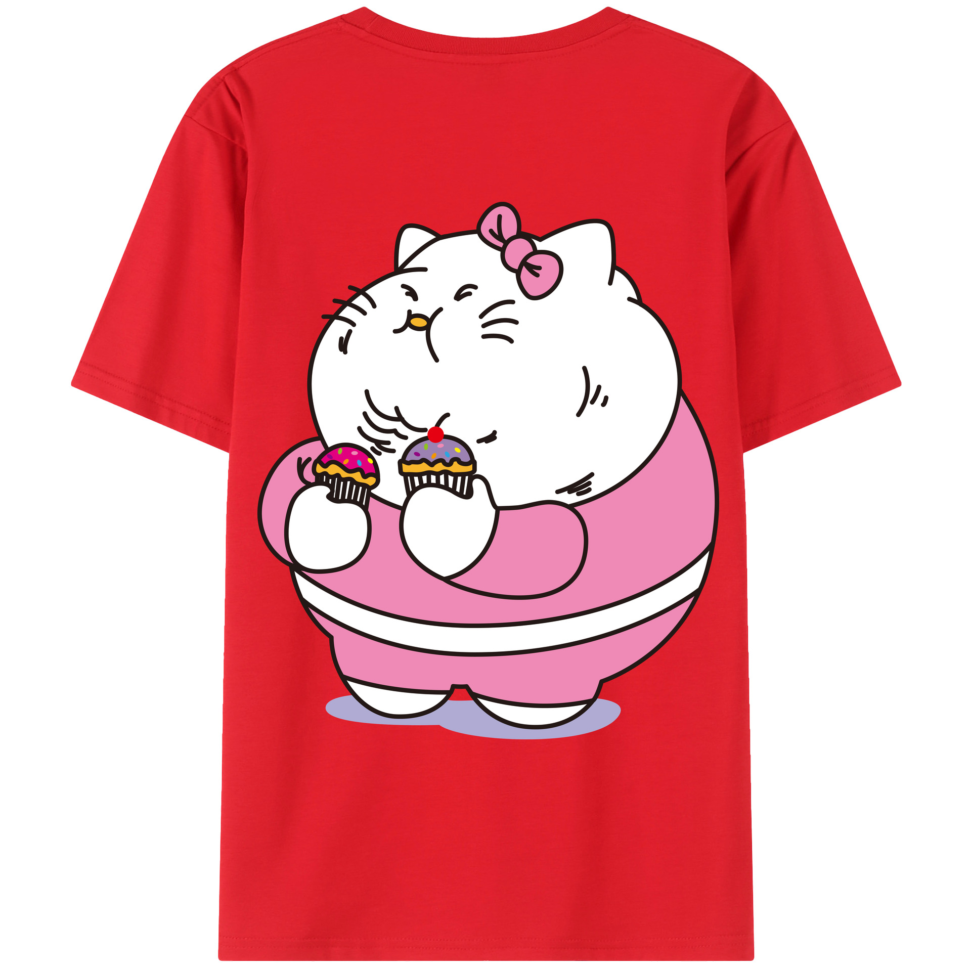 （画像用） Hello Kitty ハローキティ 綿100％ メンズ半袖Tシャツ（バックプリント） 通気性