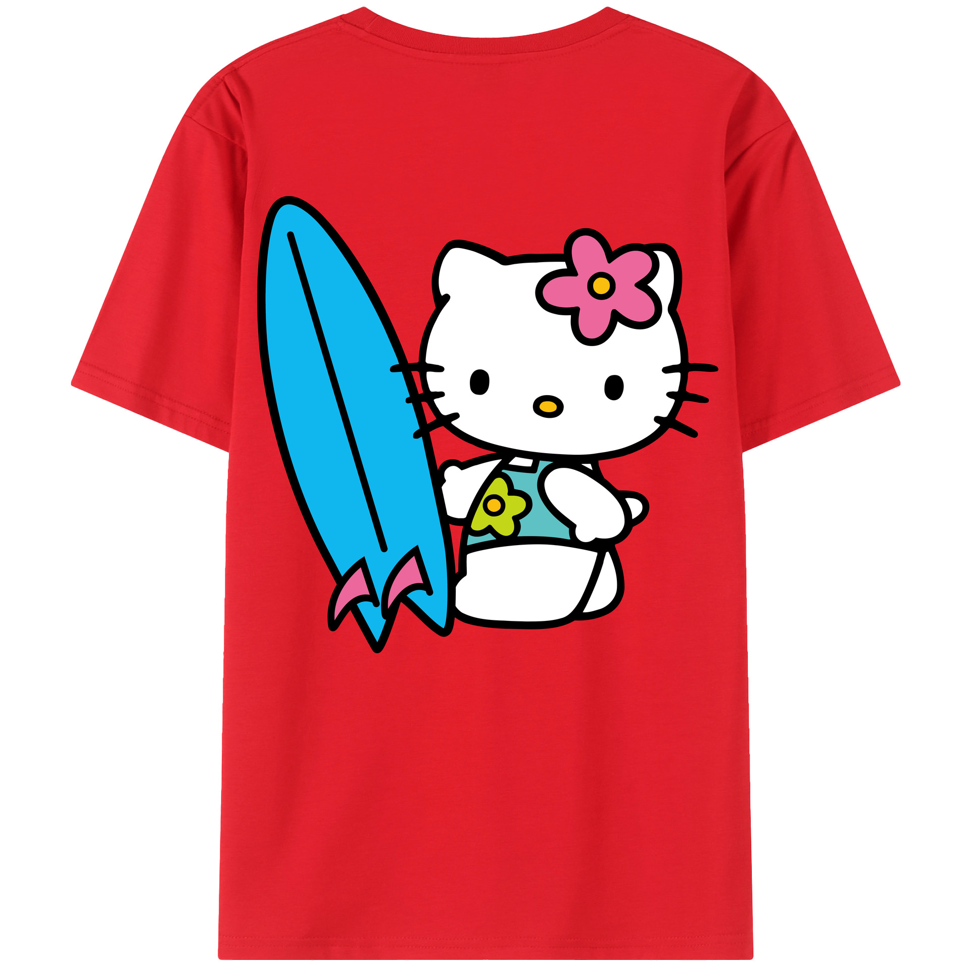 （画像用） Hello Kitty ハローキティ 綿100％ メンズ半袖Tシャツ（バックプリント） 通気性