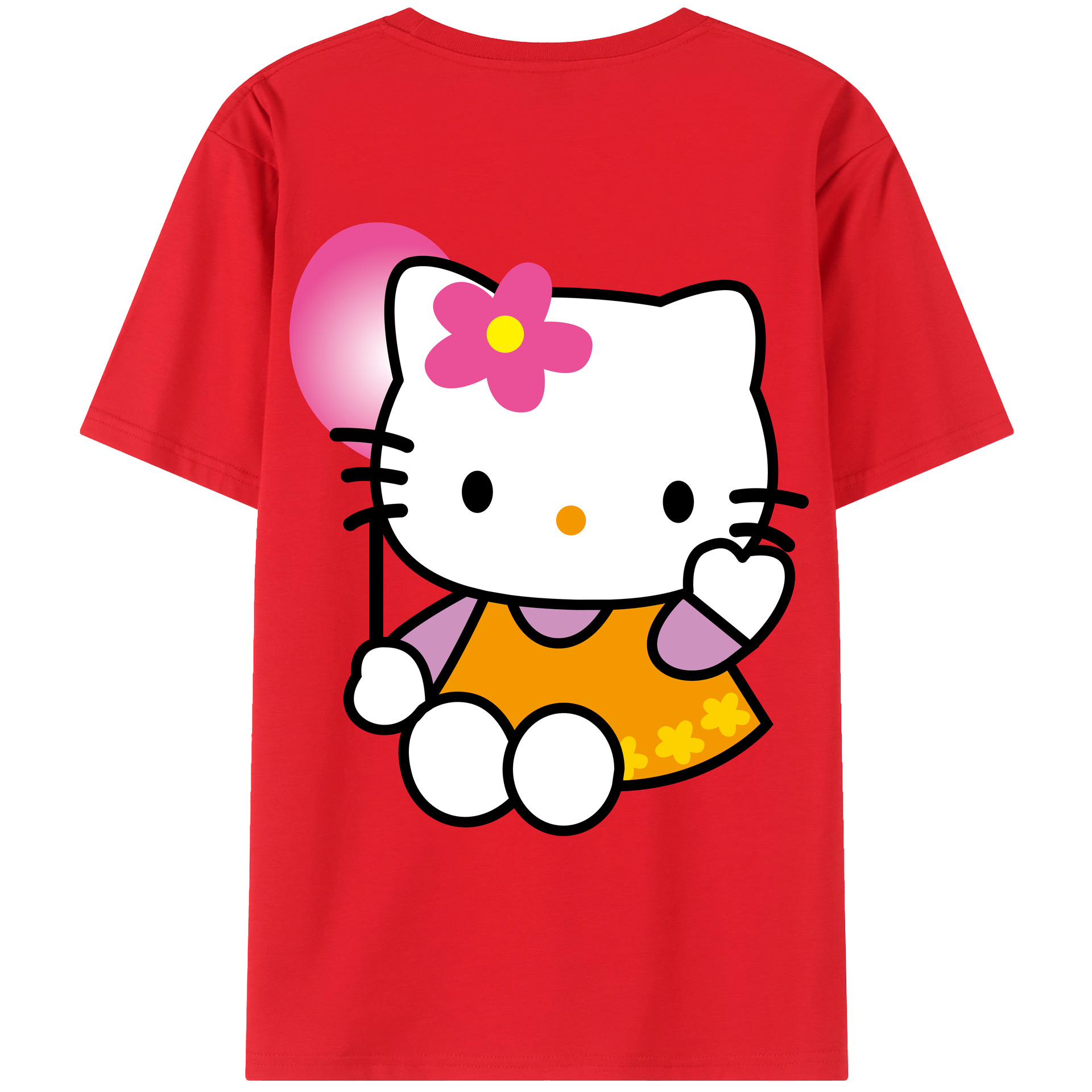 （画像用） Hello Kitty ハローキティ 綿100％ メンズ半袖Tシャツ（バックプリント） 通気性