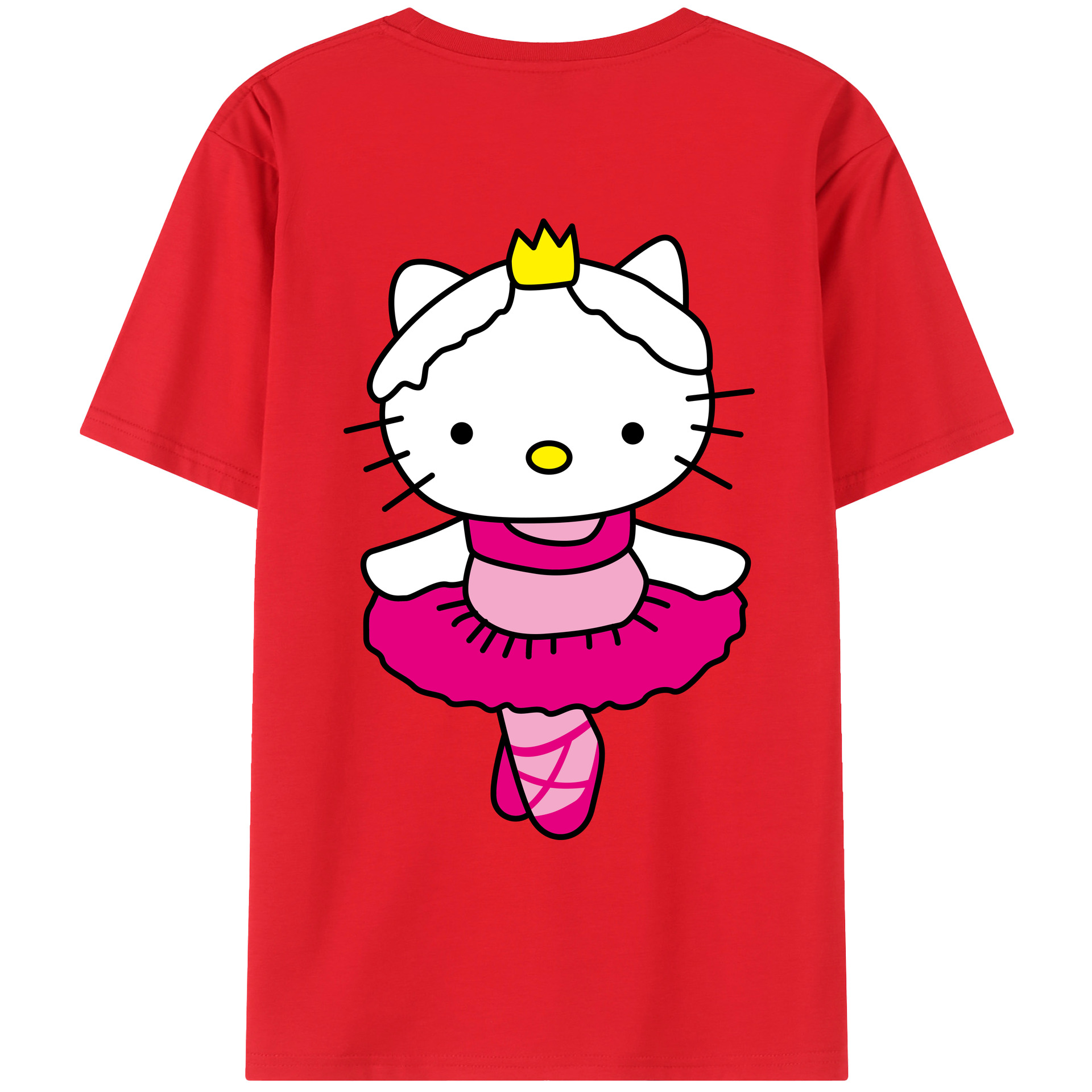 （画像用） Hello Kitty ハローキティ 綿100％ メンズ半袖Tシャツ（バックプリント） 通気性