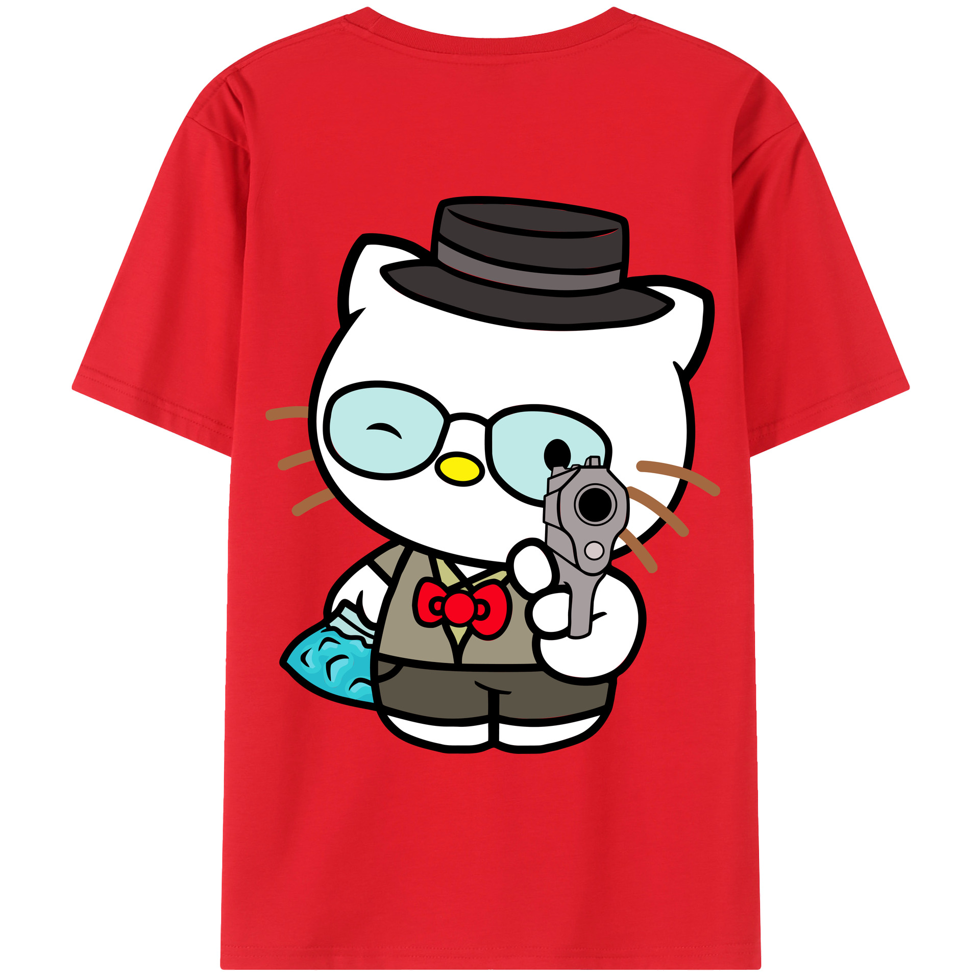（画像用） Hello Kitty ハローキティ 綿100％ メンズ半袖Tシャツ（バックプリント） 通気性