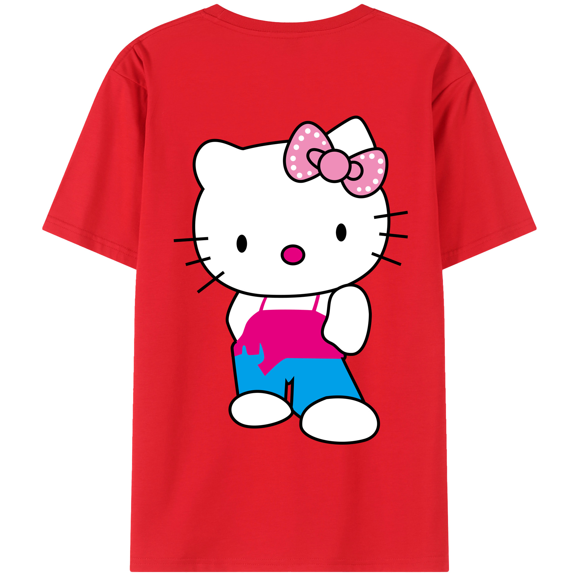 （画像用） Hello Kitty ハローキティ 綿100％ メンズ半袖Tシャツ（バックプリント） 通気性