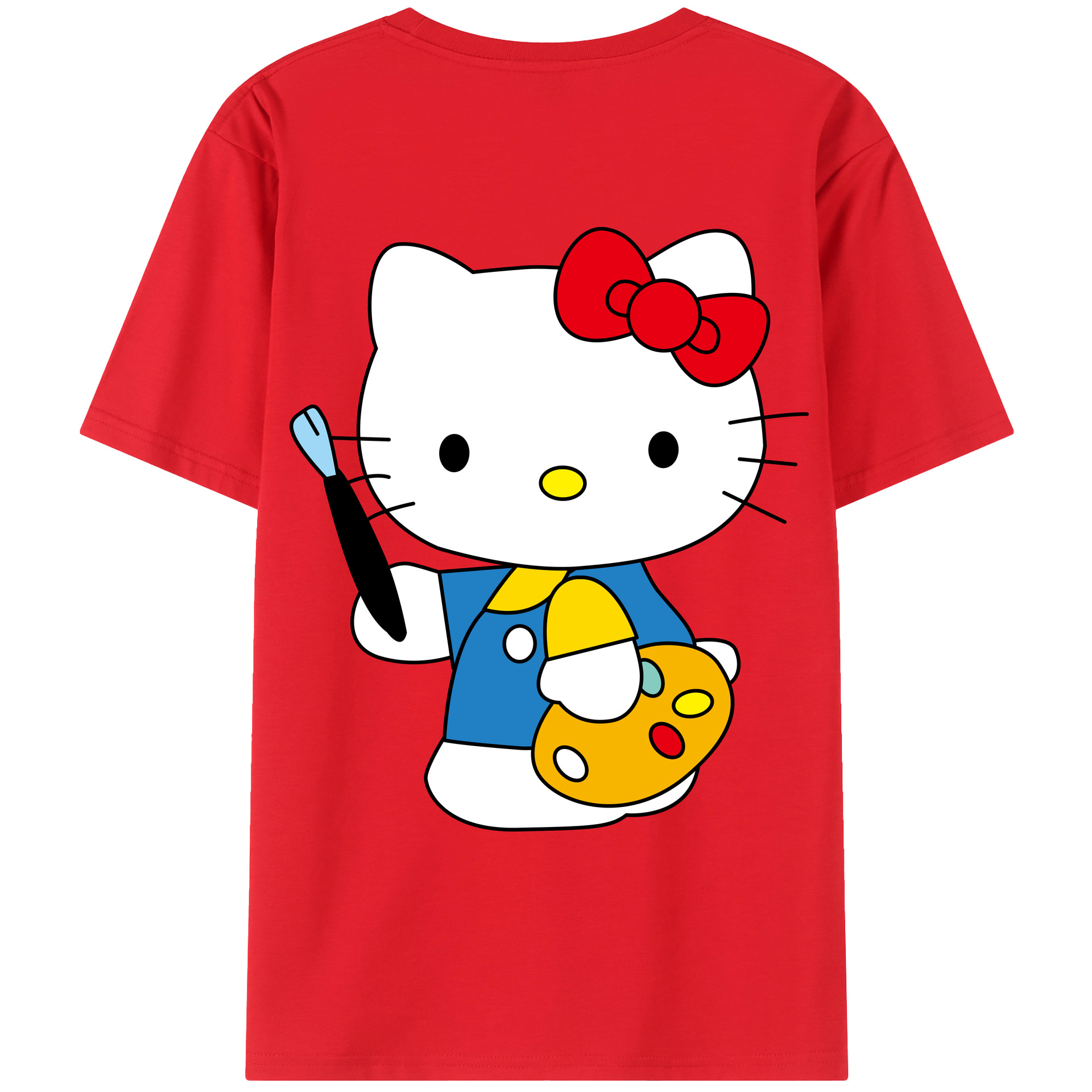 （画像用） Hello Kitty ハローキティ 綿100％ メンズ半袖Tシャツ（バックプリント） 通気性