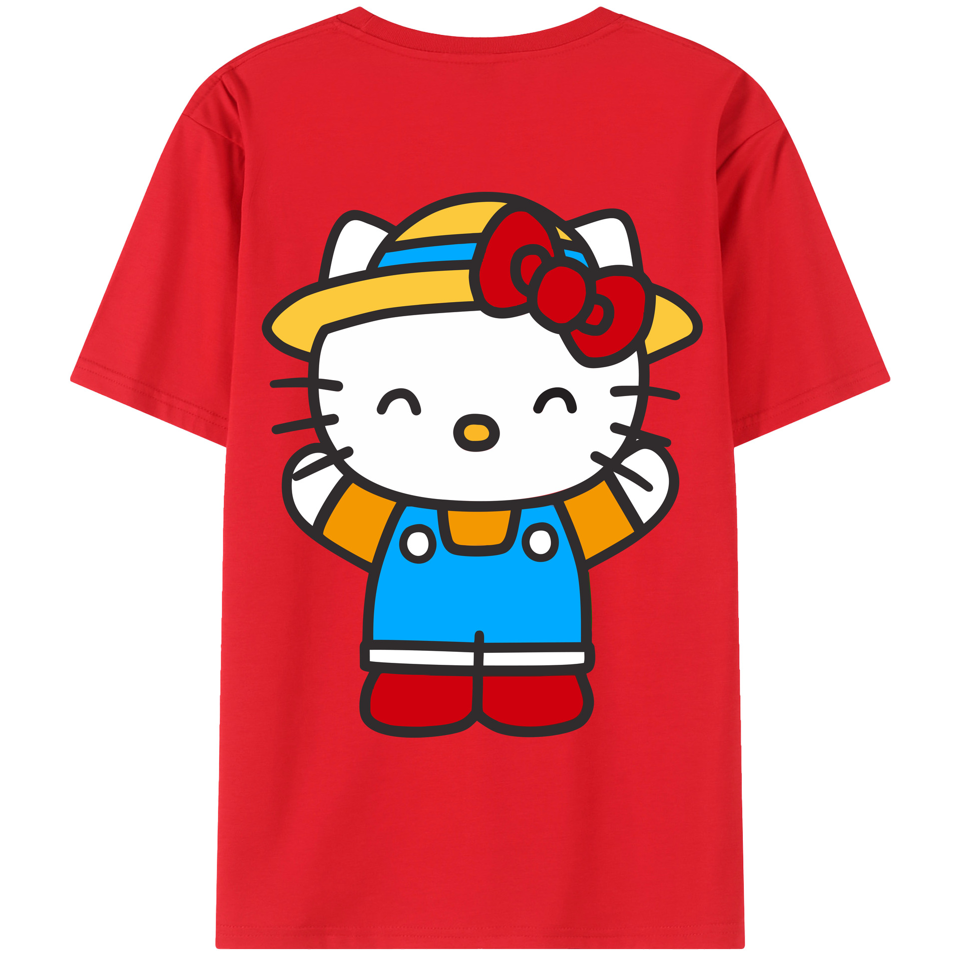 （画像用） Hello Kitty ハローキティ 綿100％ メンズ半袖Tシャツ（バックプリント） 通気性