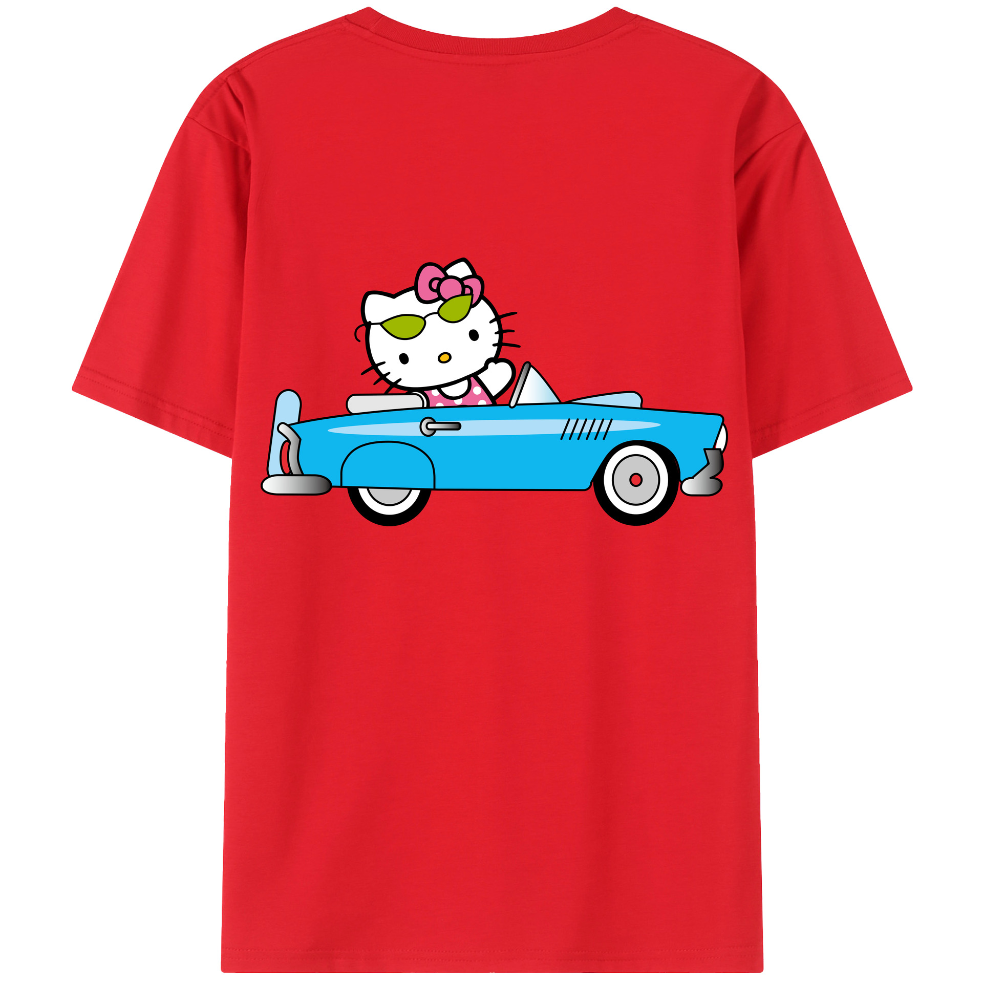 （画像用） Hello Kitty ハローキティ 綿100％ メンズ半袖Tシャツ（バックプリント） 通気性