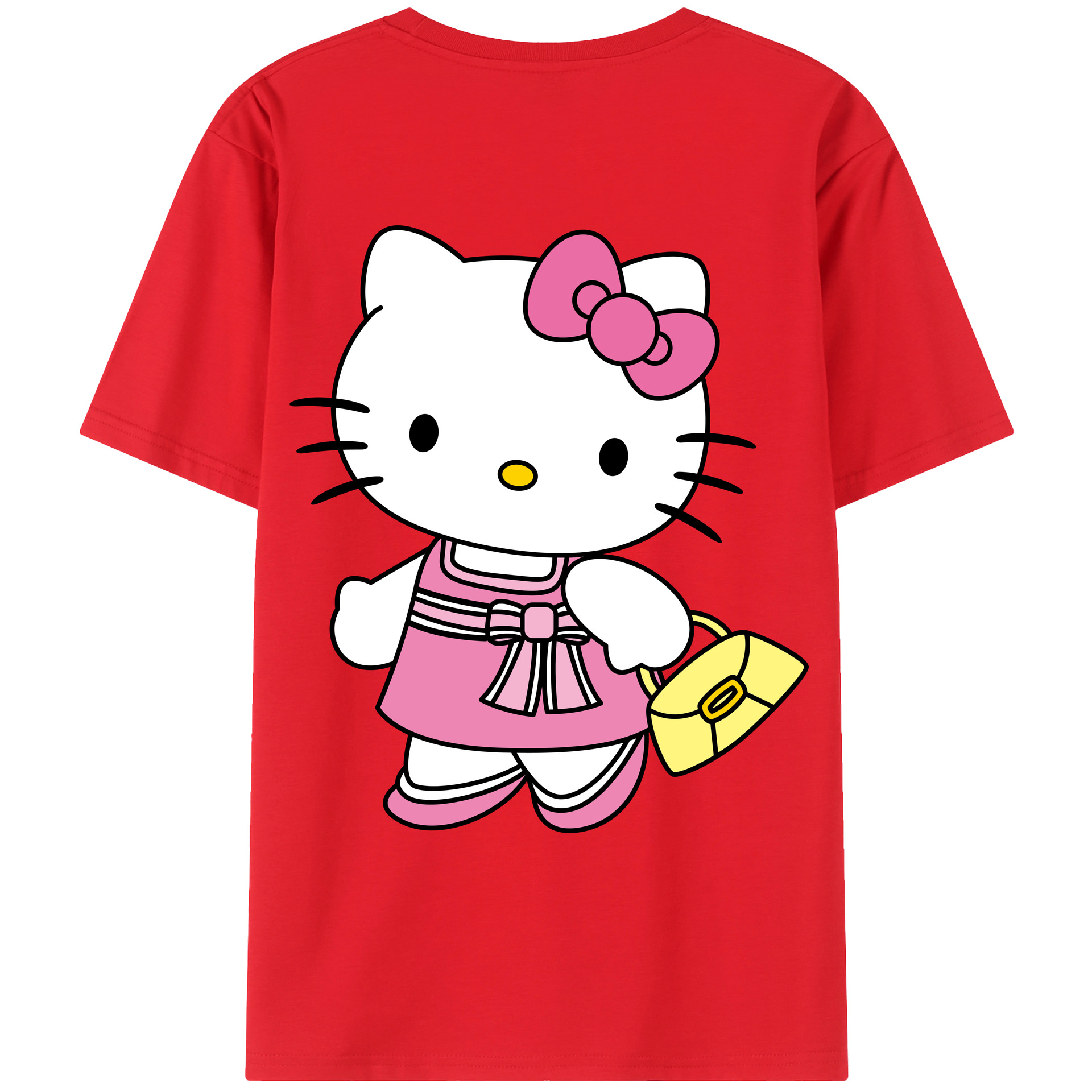 （画像用） Hello Kitty ハローキティ 綿100％ メンズ半袖Tシャツ（バックプリント） 通気性