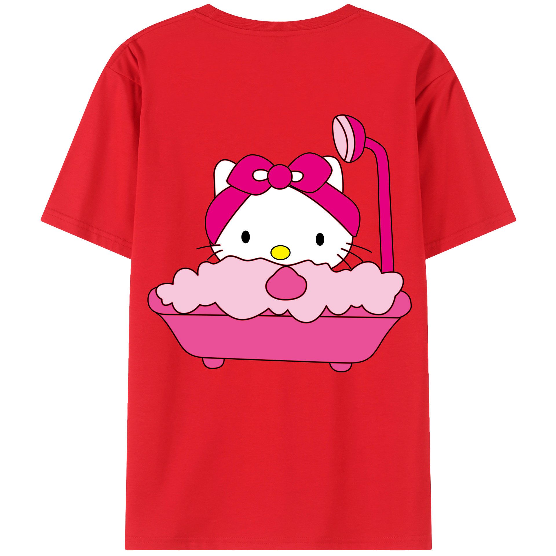 （画像用） Hello Kitty ハローキティ 綿100％ メンズ半袖Tシャツ（バックプリント） 通気性