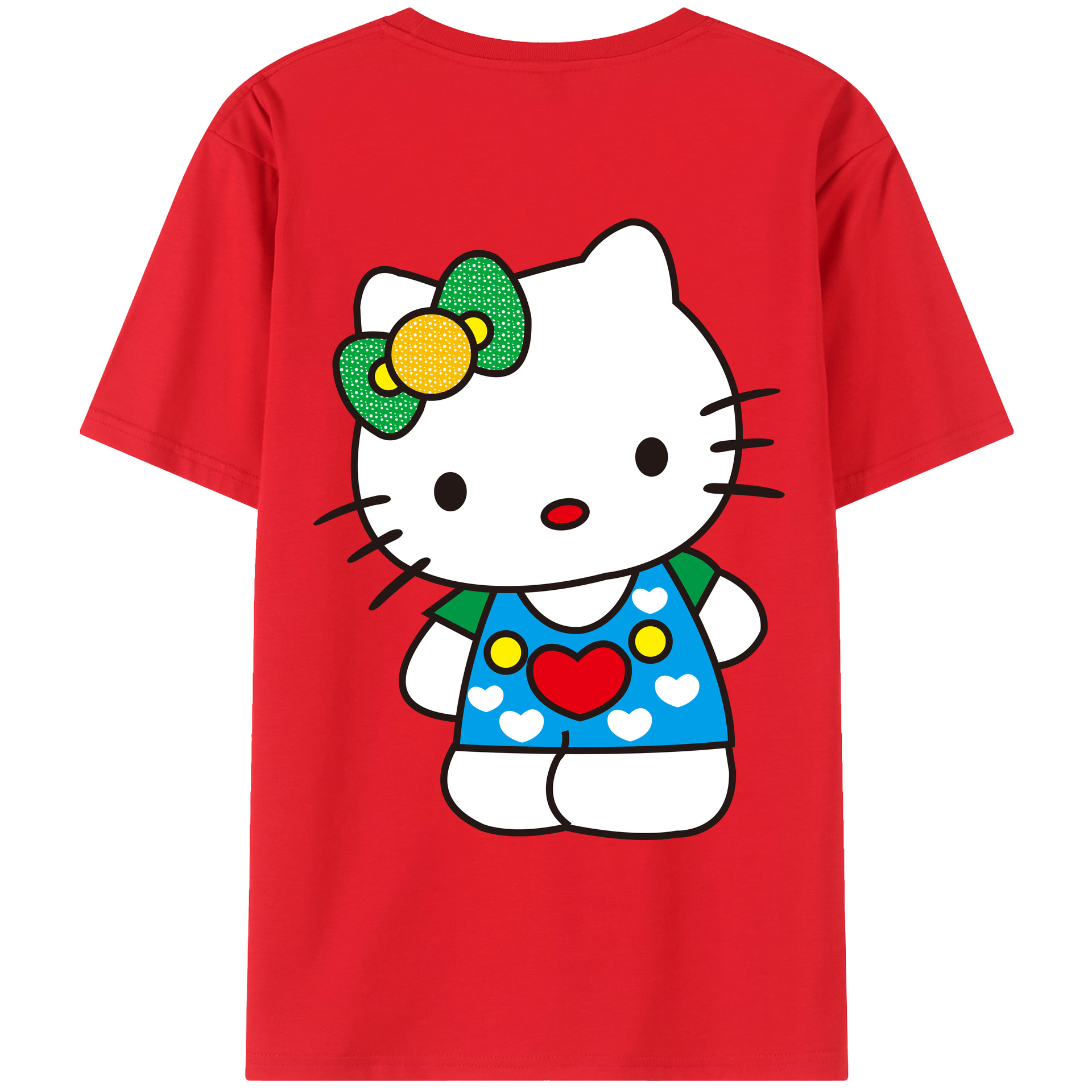 （画像用） Hello Kitty ハローキティ 綿100％ メンズ半袖Tシャツ（バックプリント） 通気性