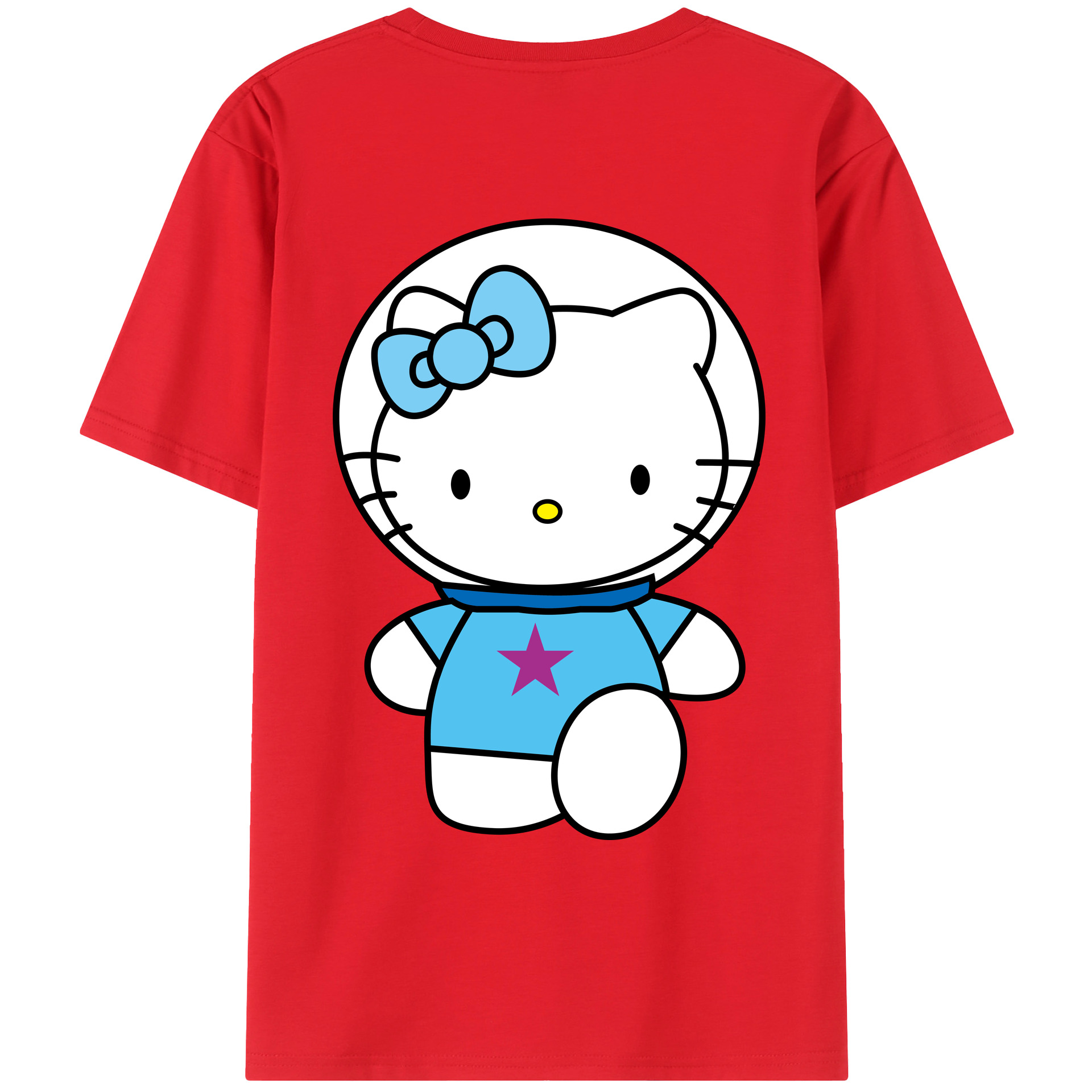 （画像用） Hello Kitty ハローキティ 綿100％ メンズ半袖Tシャツ（バックプリント） 通気性