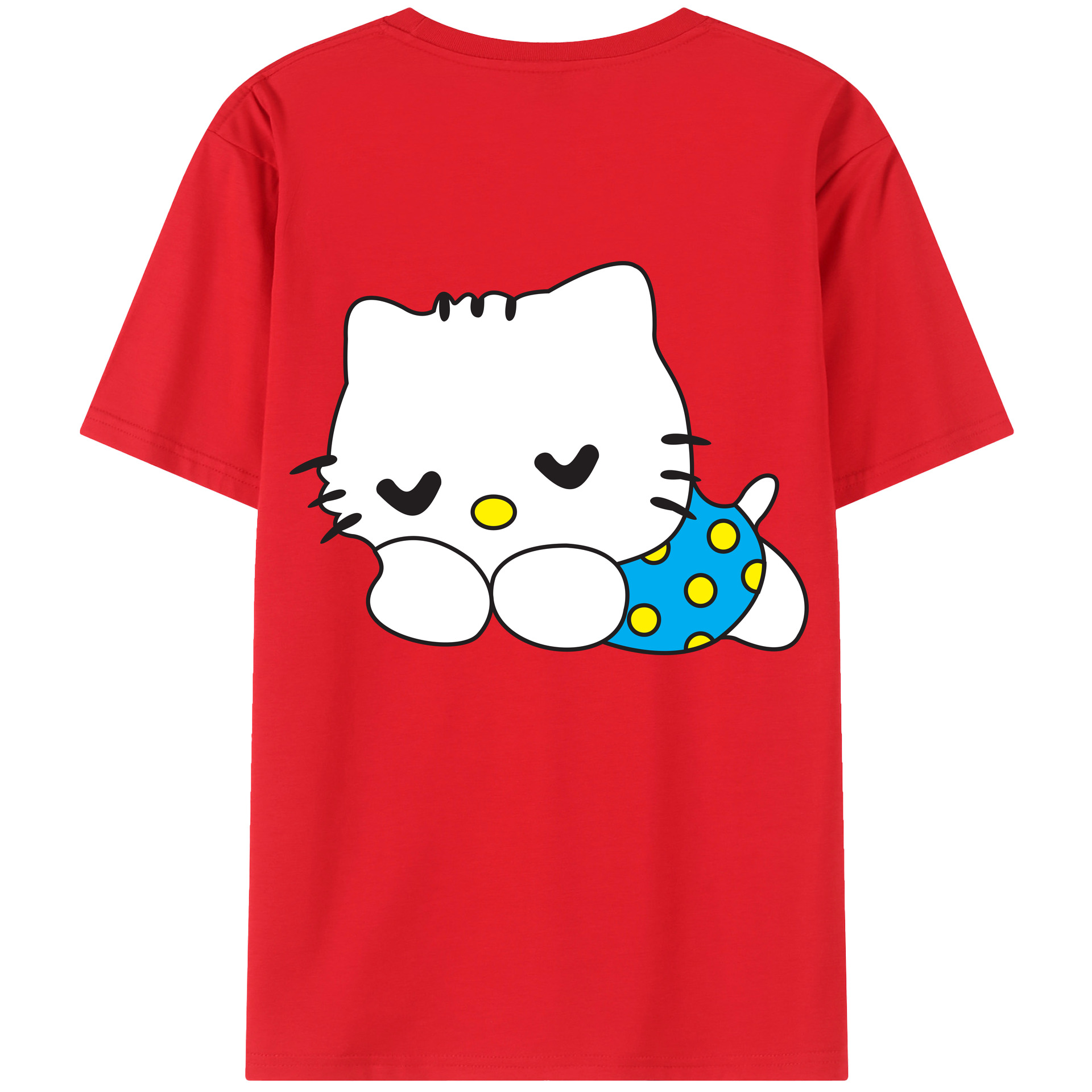 （画像用） Hello Kitty ハローキティ 綿100％ メンズ半袖Tシャツ（バックプリント） 通気性