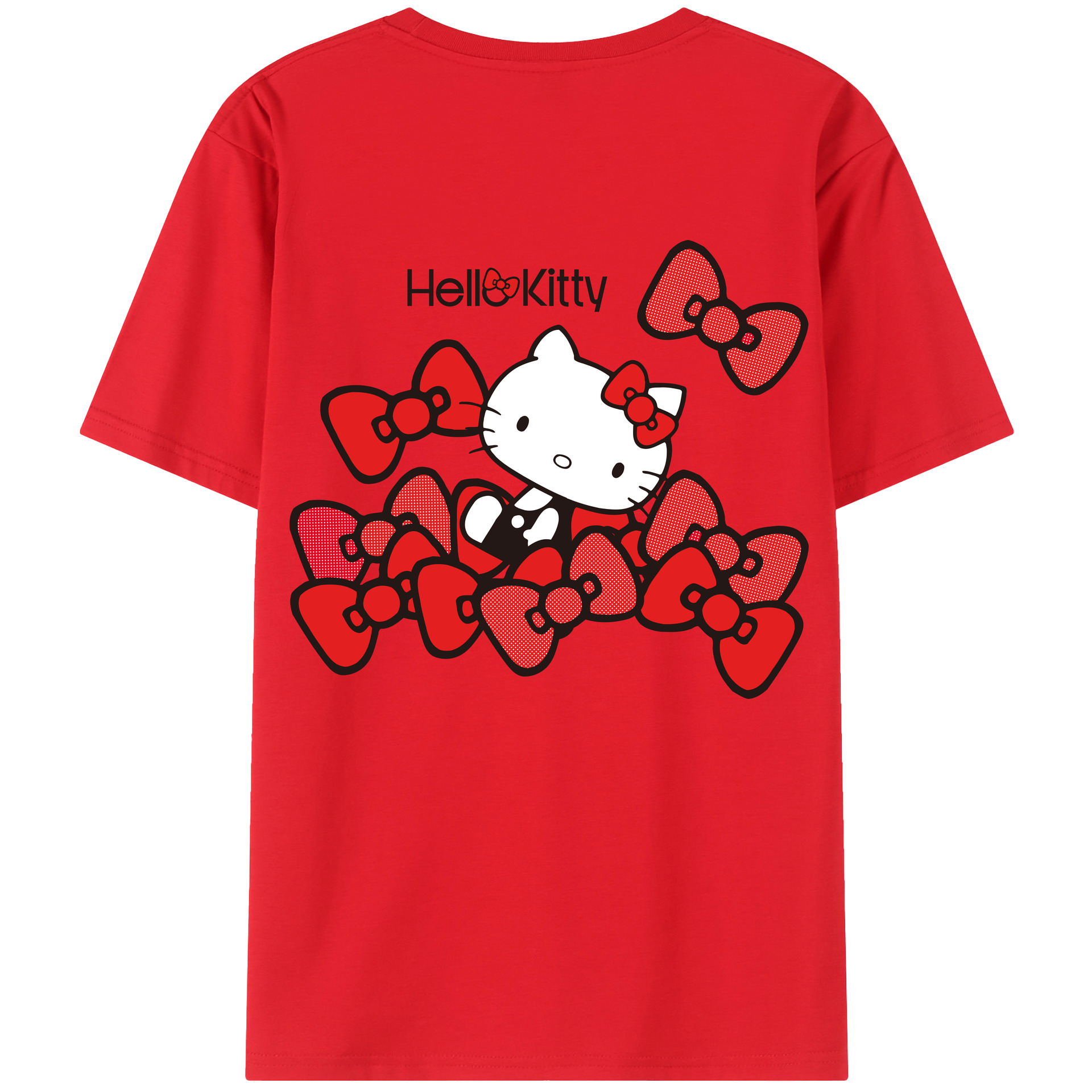 （画像用） Hello Kitty ハローキティ 綿100％ メンズ半袖Tシャツ（バックプリント） 通気性