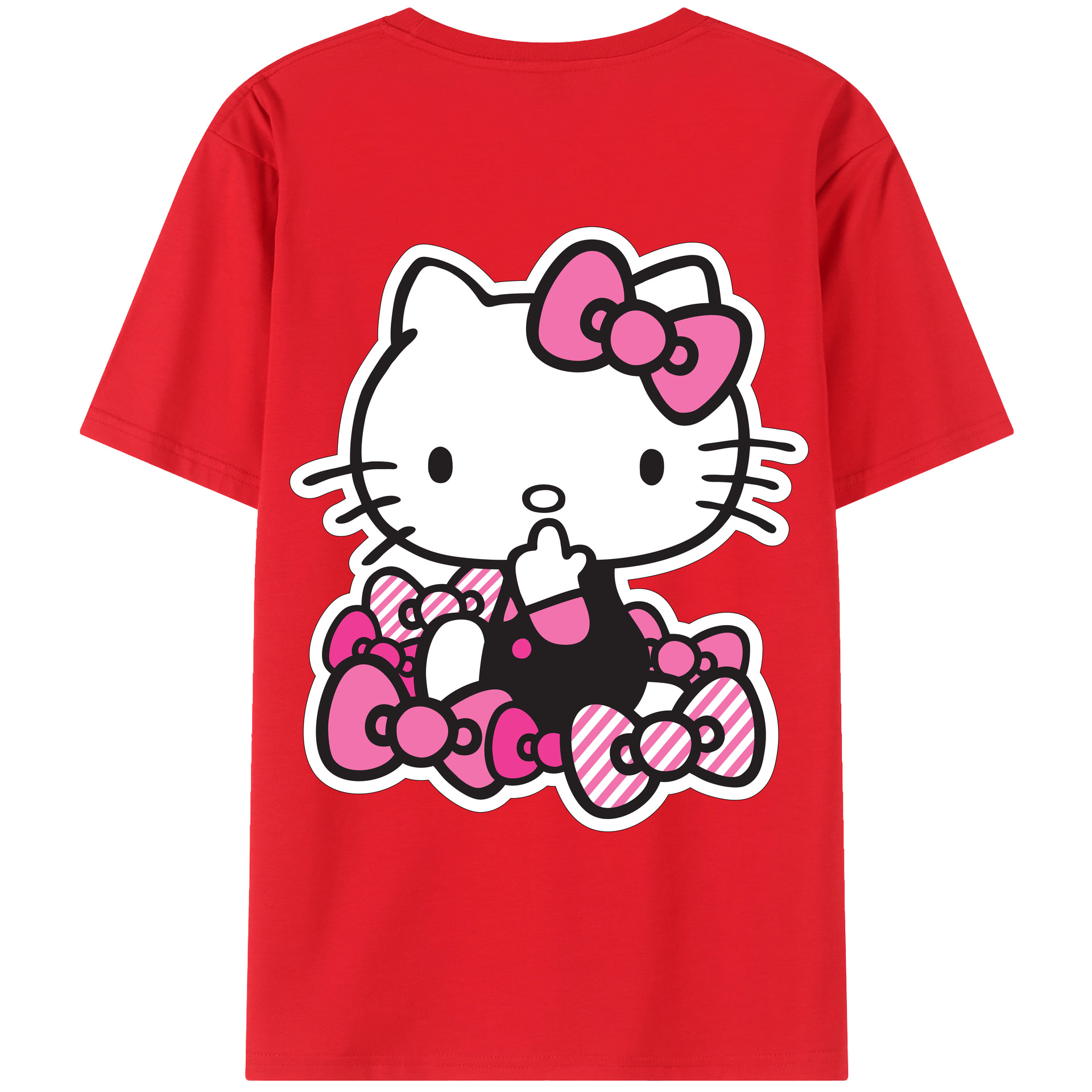 （画像用） Hello Kitty ハローキティ 綿100％ メンズ半袖Tシャツ（バックプリント） 通気性
