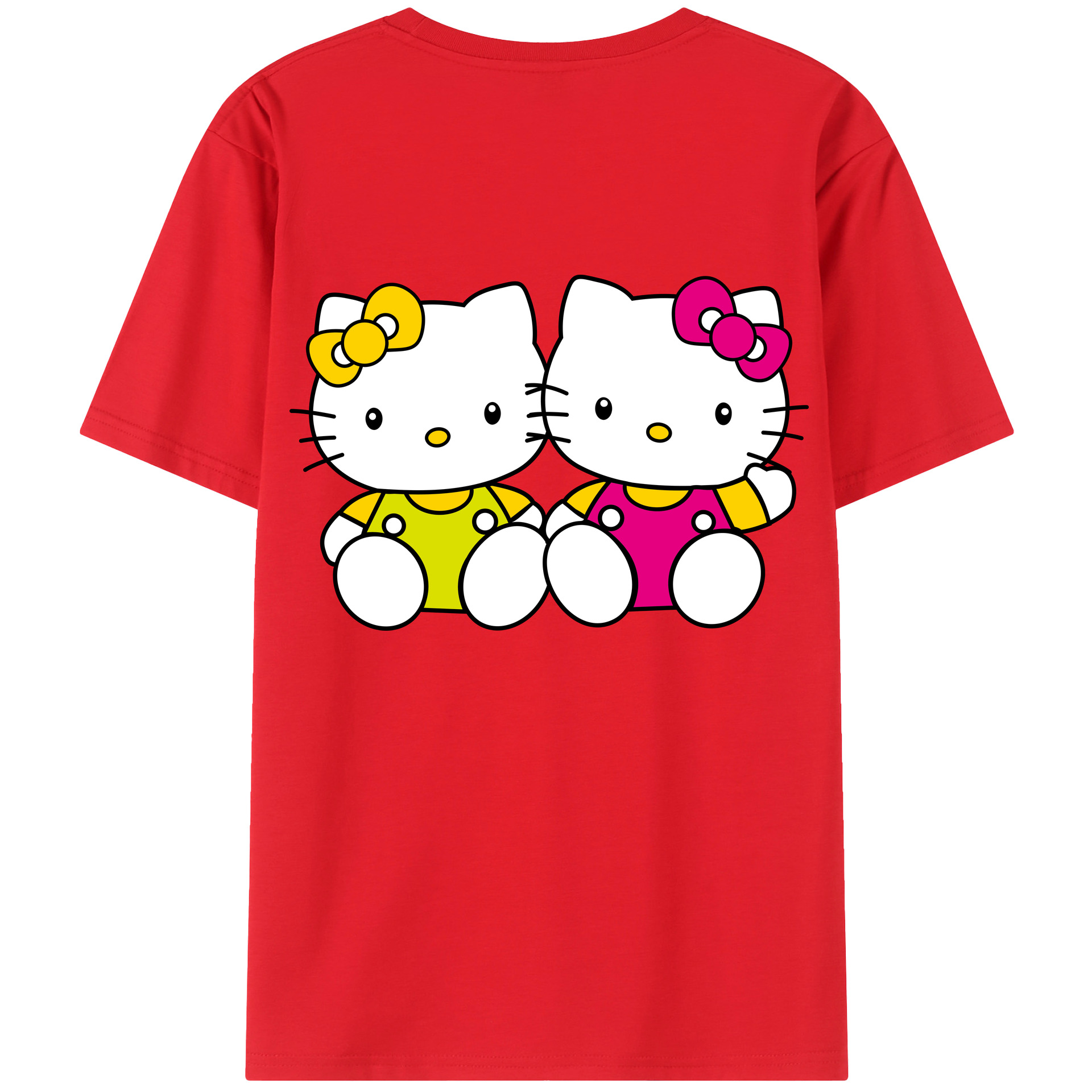 （画像用） Hello Kitty ハローキティ 綿100％ メンズ半袖Tシャツ（バックプリント） 通気性