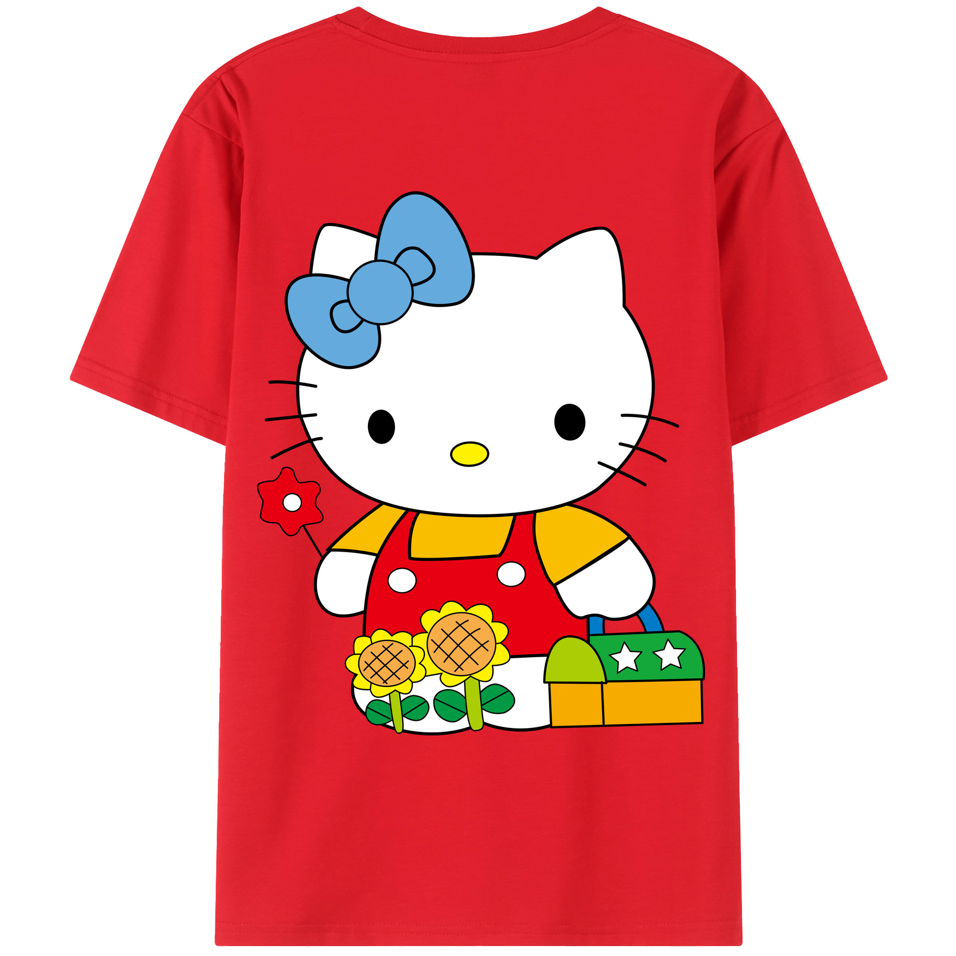 （画像用） Hello Kitty ハローキティ 綿100％ メンズ半袖Tシャツ（バックプリント） 通気性