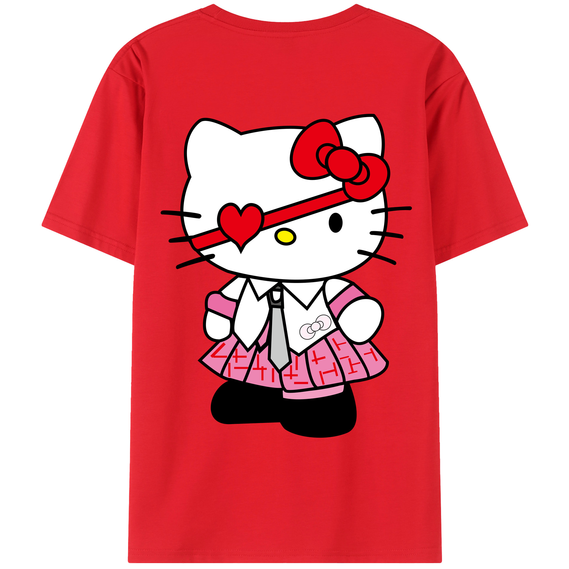 （画像用） Hello Kitty ハローキティ 綿100％ メンズ半袖Tシャツ（バックプリント） 通気性