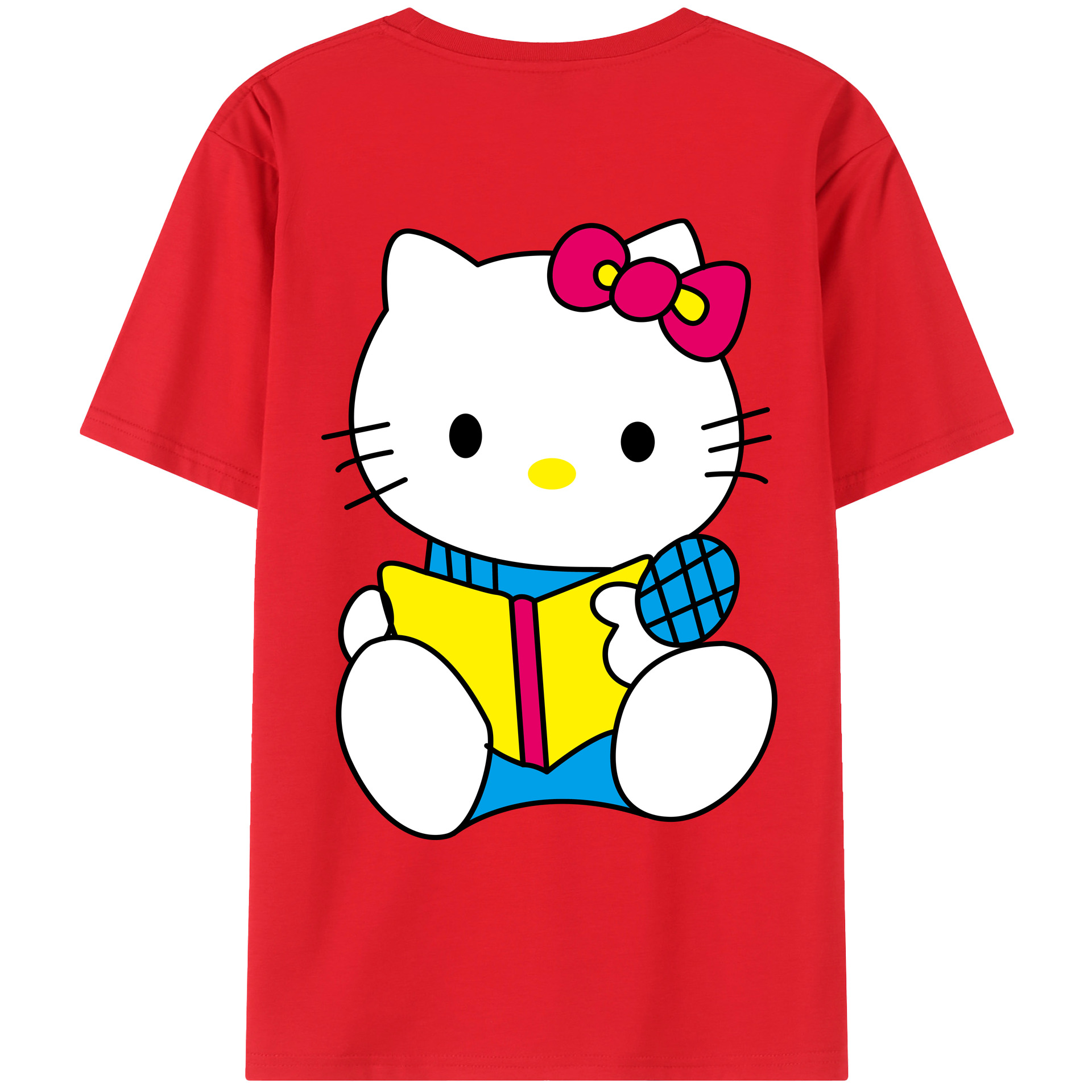 （画像用） Hello Kitty ハローキティ 綿100％ メンズ半袖Tシャツ（バックプリント） 通気性