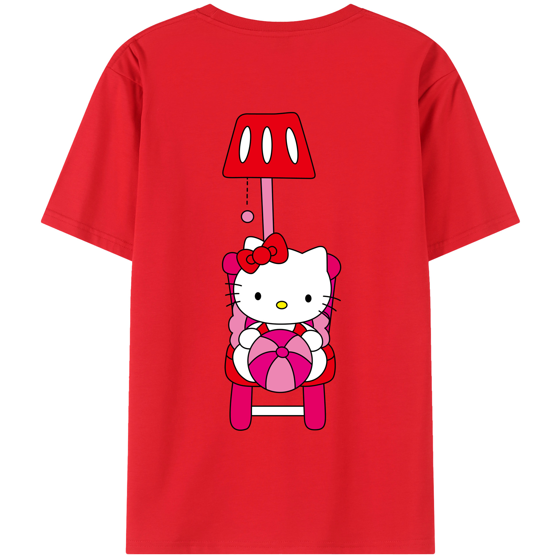 （画像用） Hello Kitty ハローキティ 綿100％ メンズ半袖Tシャツ（バックプリント） 通気性