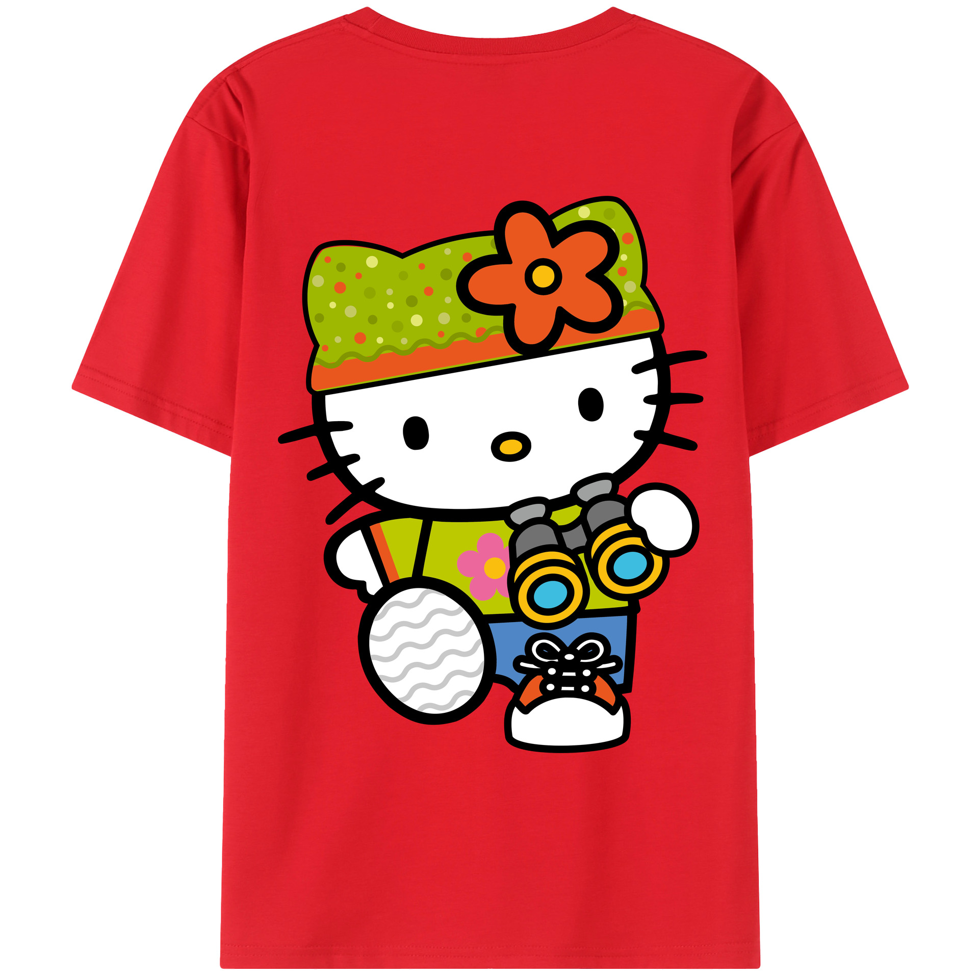 （画像用） Hello Kitty ハローキティ 綿100％ メンズ半袖Tシャツ（バックプリント） 通気性