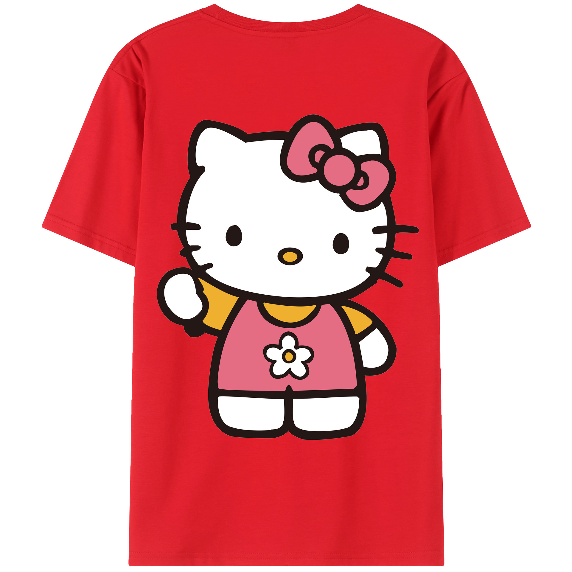 （画像用） Hello Kitty ハローキティ 綿100％ メンズ半袖Tシャツ（バックプリント） 通気性