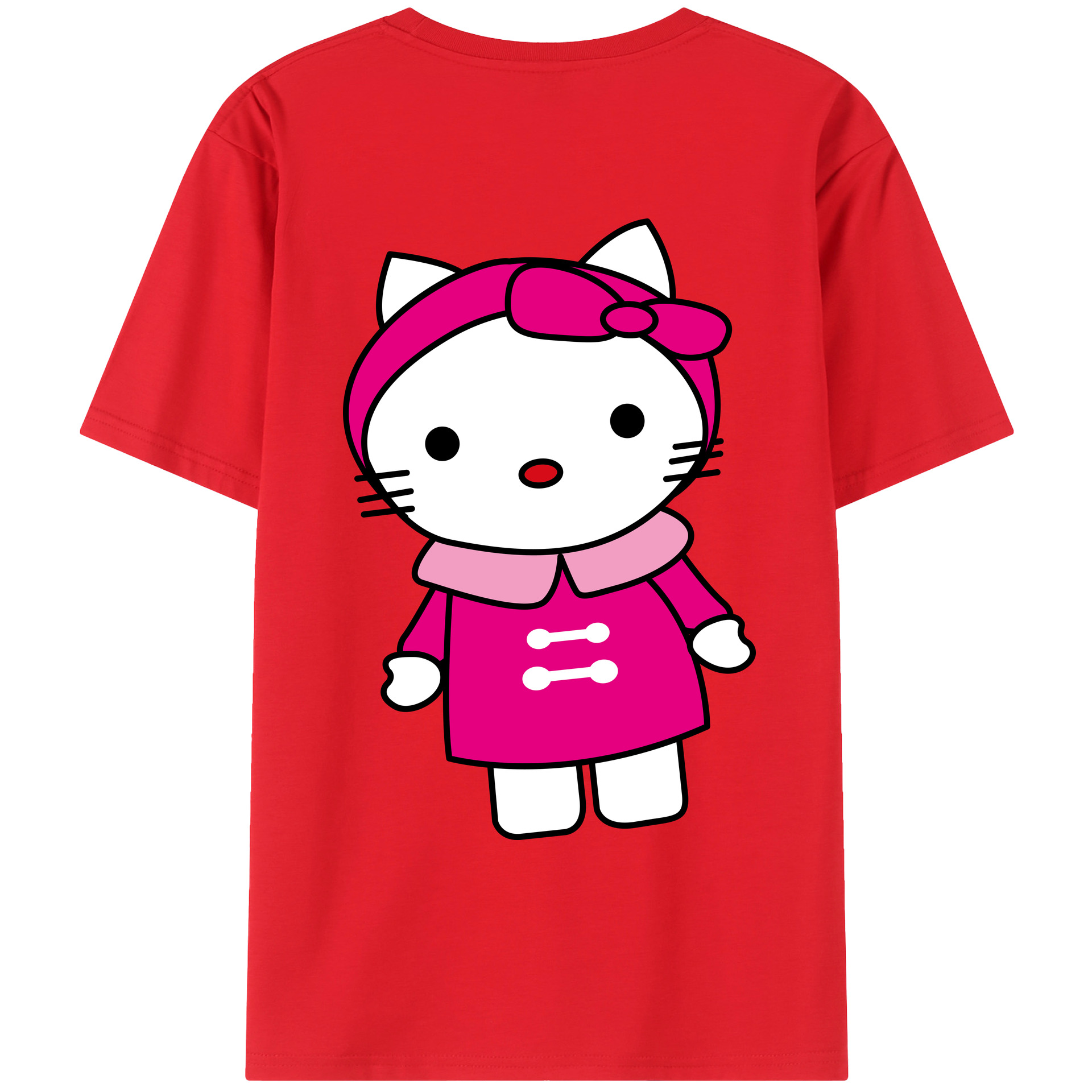 （画像用） Hello Kitty ハローキティ 綿100％ メンズ半袖Tシャツ（バックプリント） 通気性
