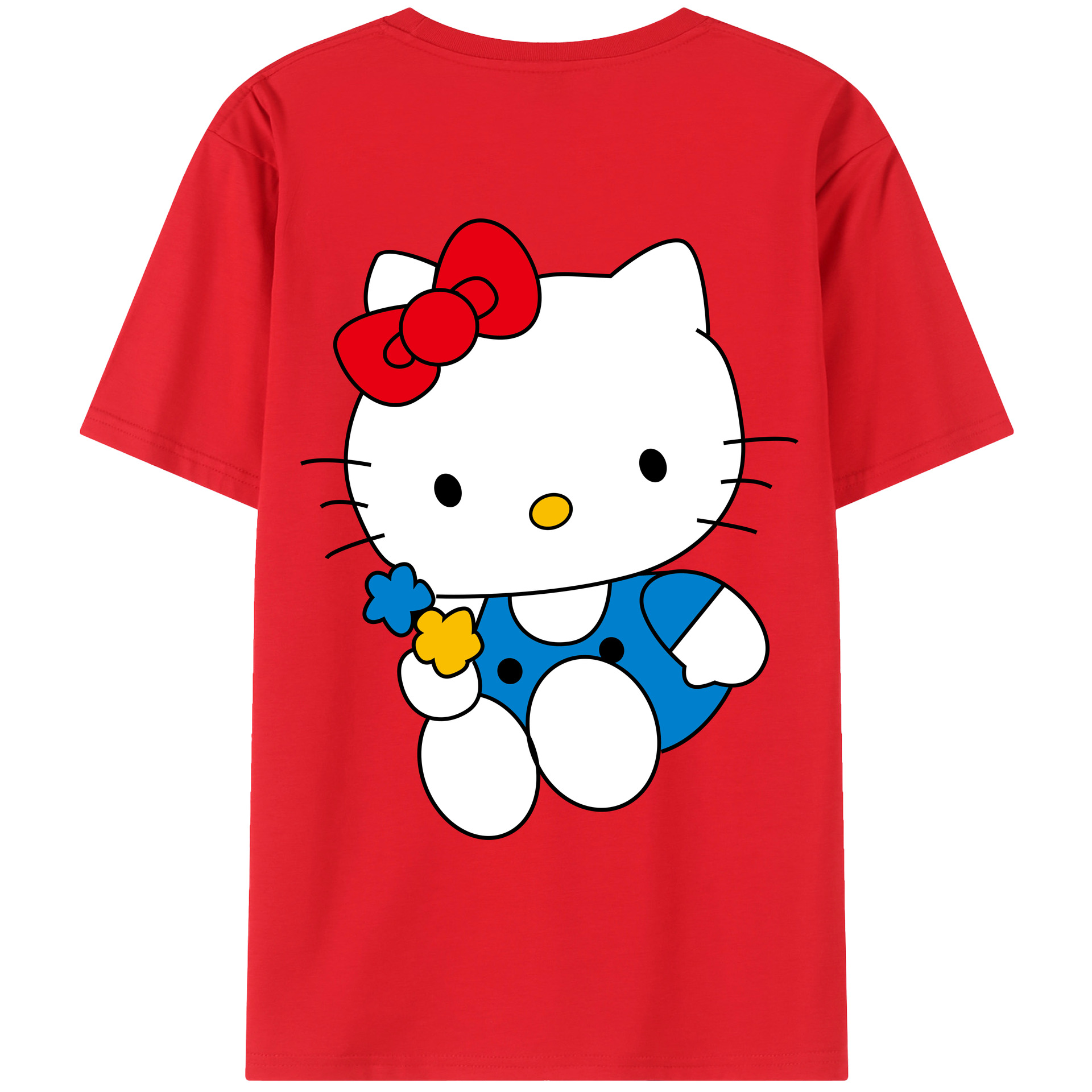 （画像用） Hello Kitty ハローキティ 綿100％ メンズ半袖Tシャツ（バックプリント） 通気性