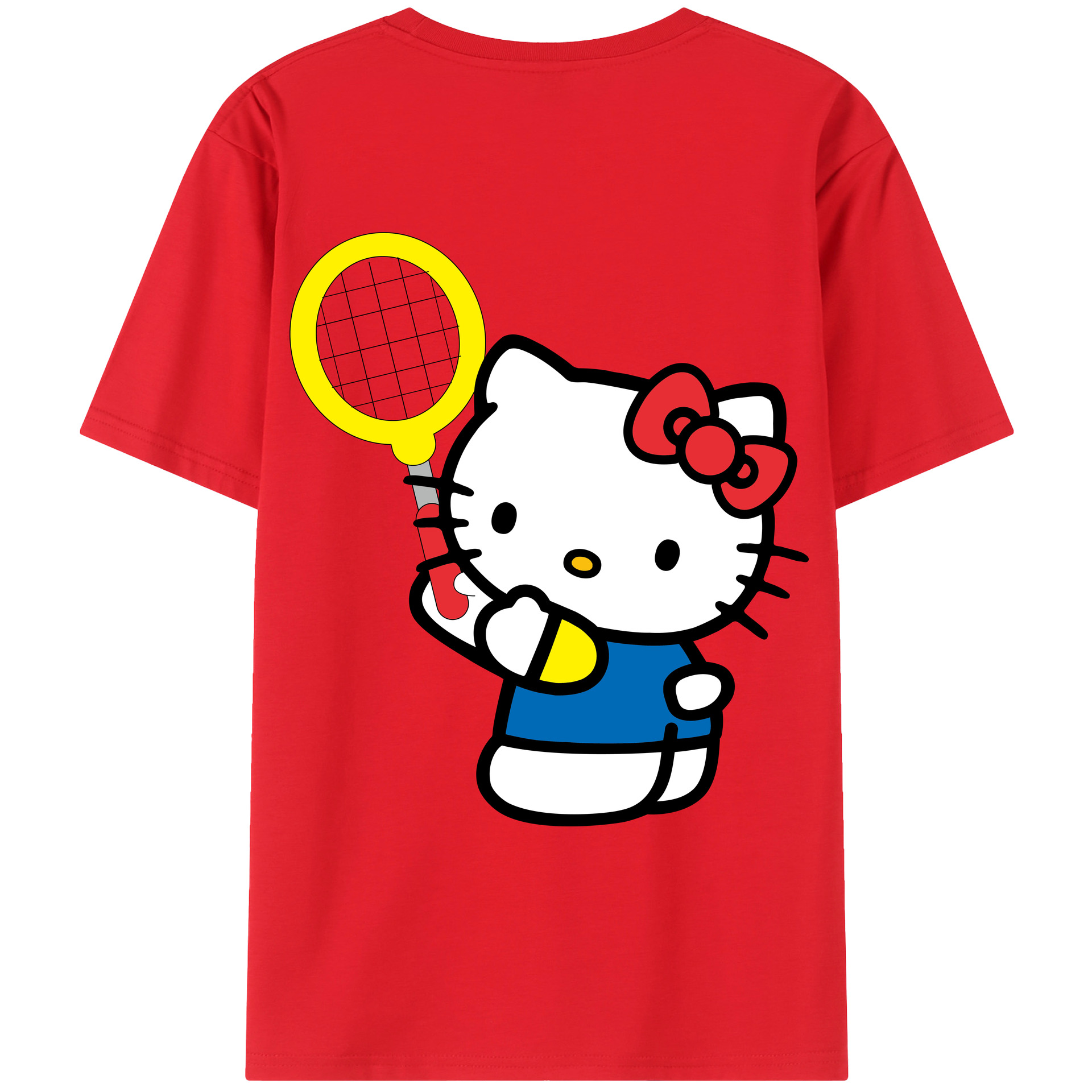 （画像用） Hello Kitty ハローキティ 綿100％ メンズ半袖Tシャツ（バックプリント） 通気性