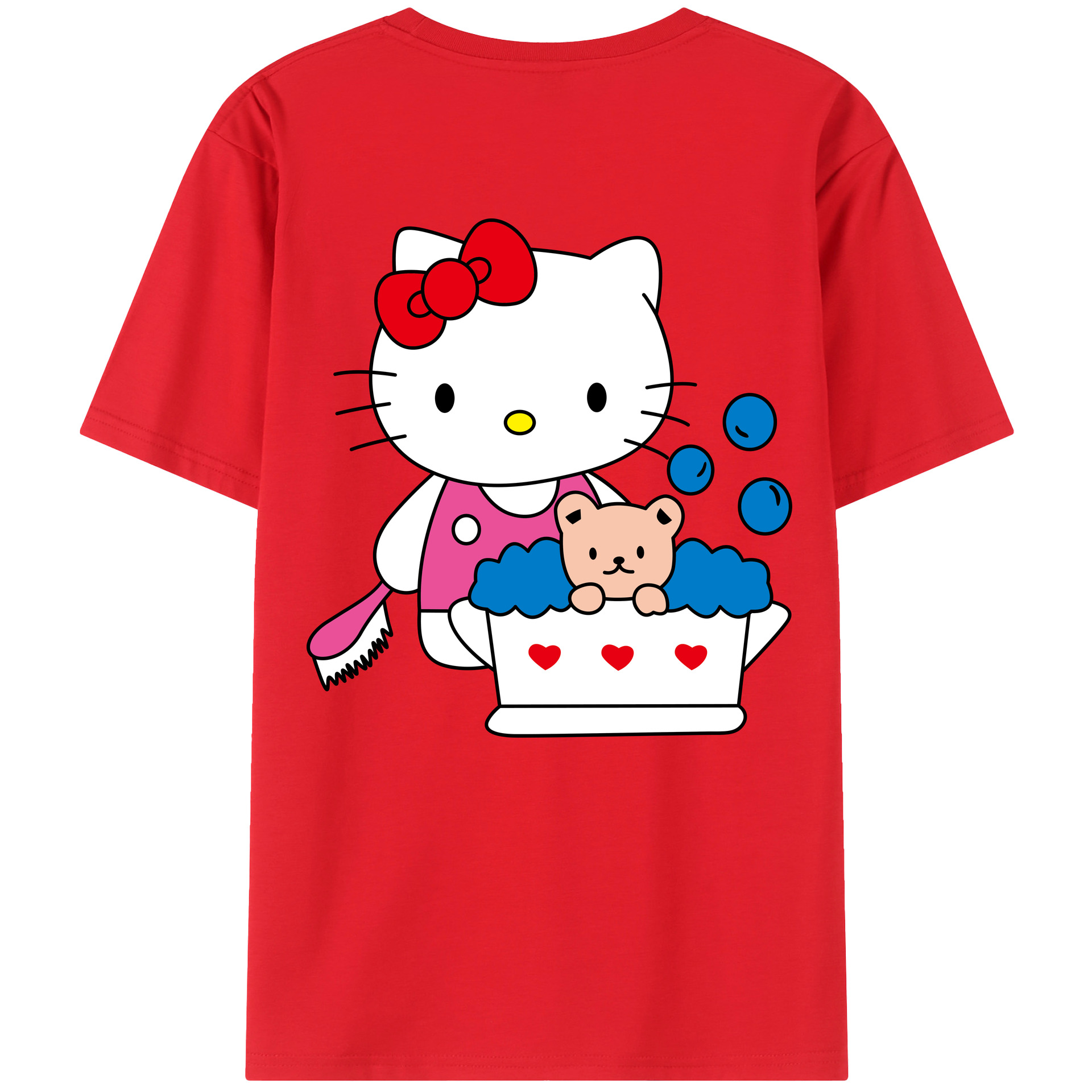 （画像用） Hello Kitty ハローキティ 綿100％ メンズ半袖Tシャツ（バックプリント） 通気性