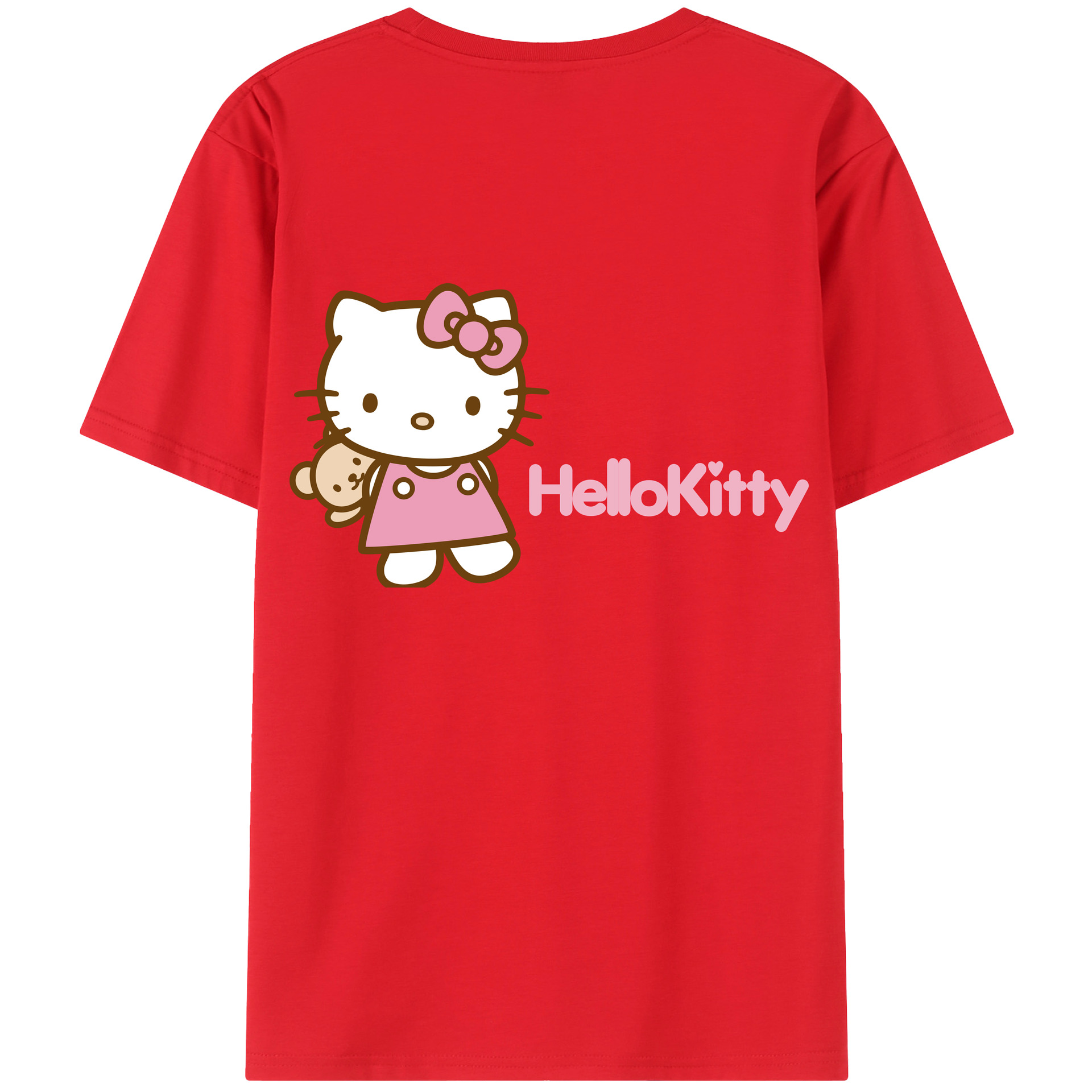 （画像用） Hello Kitty ハローキティ 綿100％ メンズ半袖Tシャツ（バックプリント） 通気性