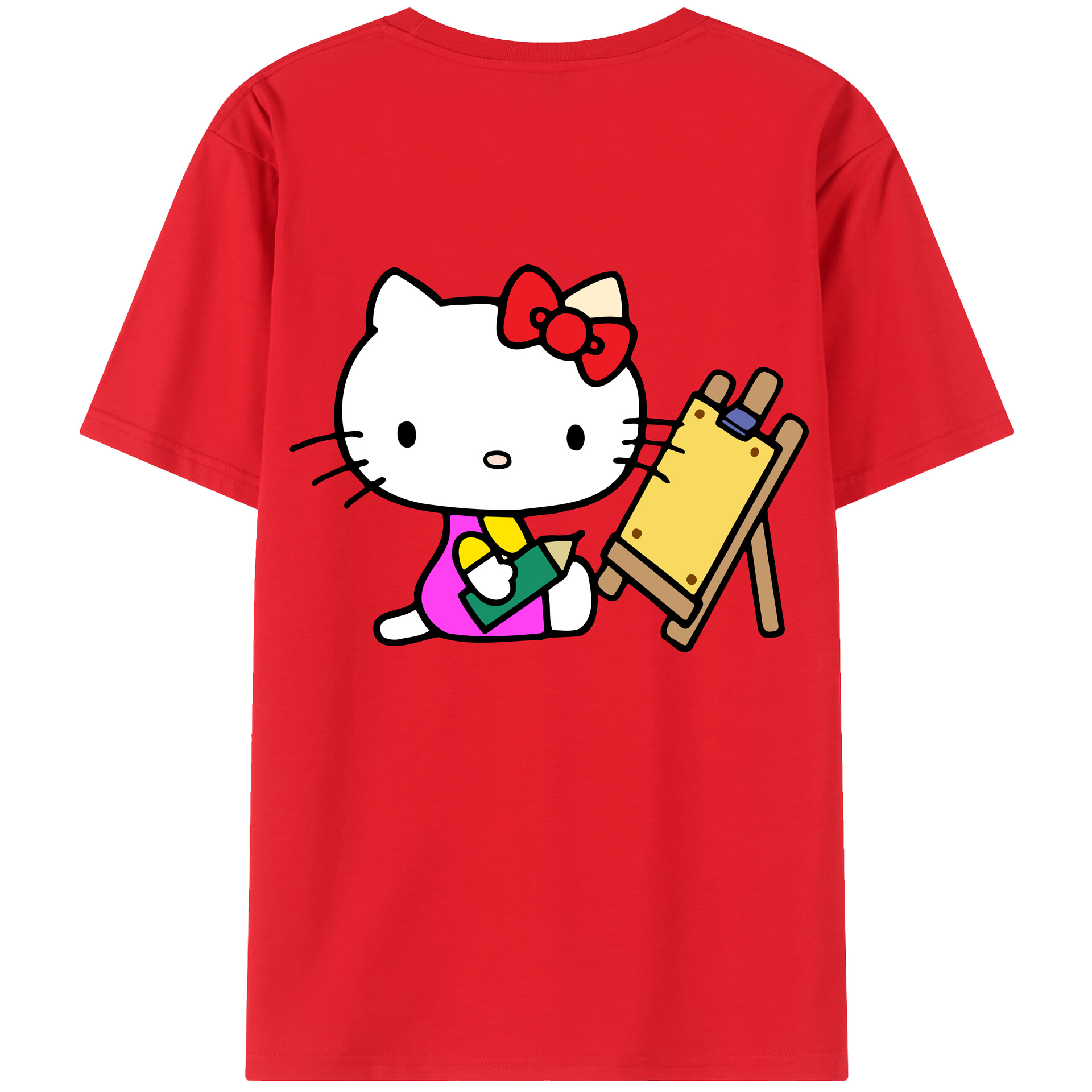 （画像用） Hello Kitty ハローキティ 綿100％ メンズ半袖Tシャツ（バックプリント） 通気性