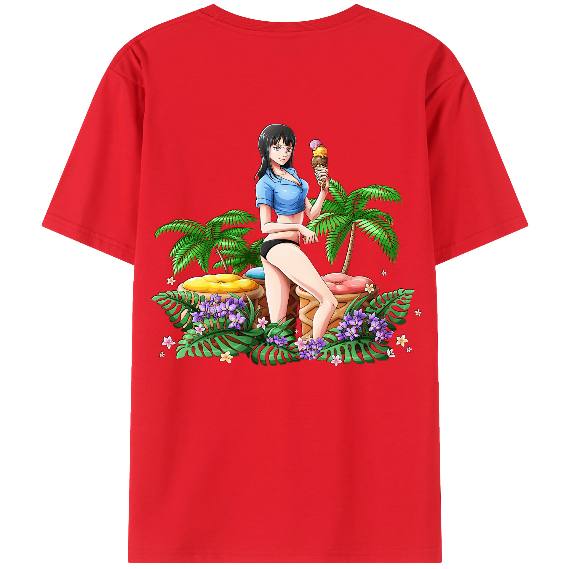 （画像用） Hello Kitty ハローキティ 綿100％ メンズ半袖Tシャツ（バックプリント） 通気性