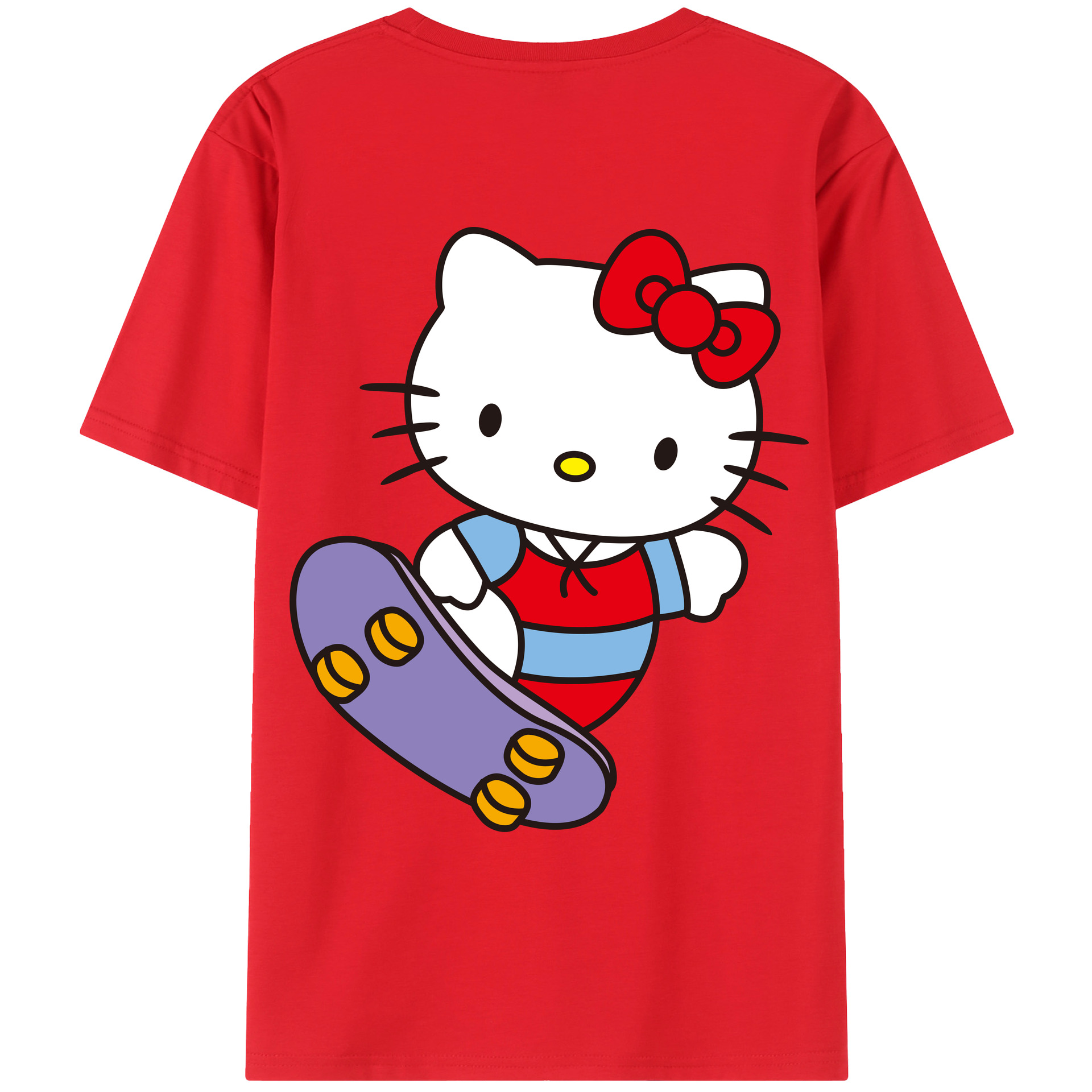 （画像用） Hello Kitty ハローキティ 綿100％ メンズ半袖Tシャツ（バックプリント） 通気性