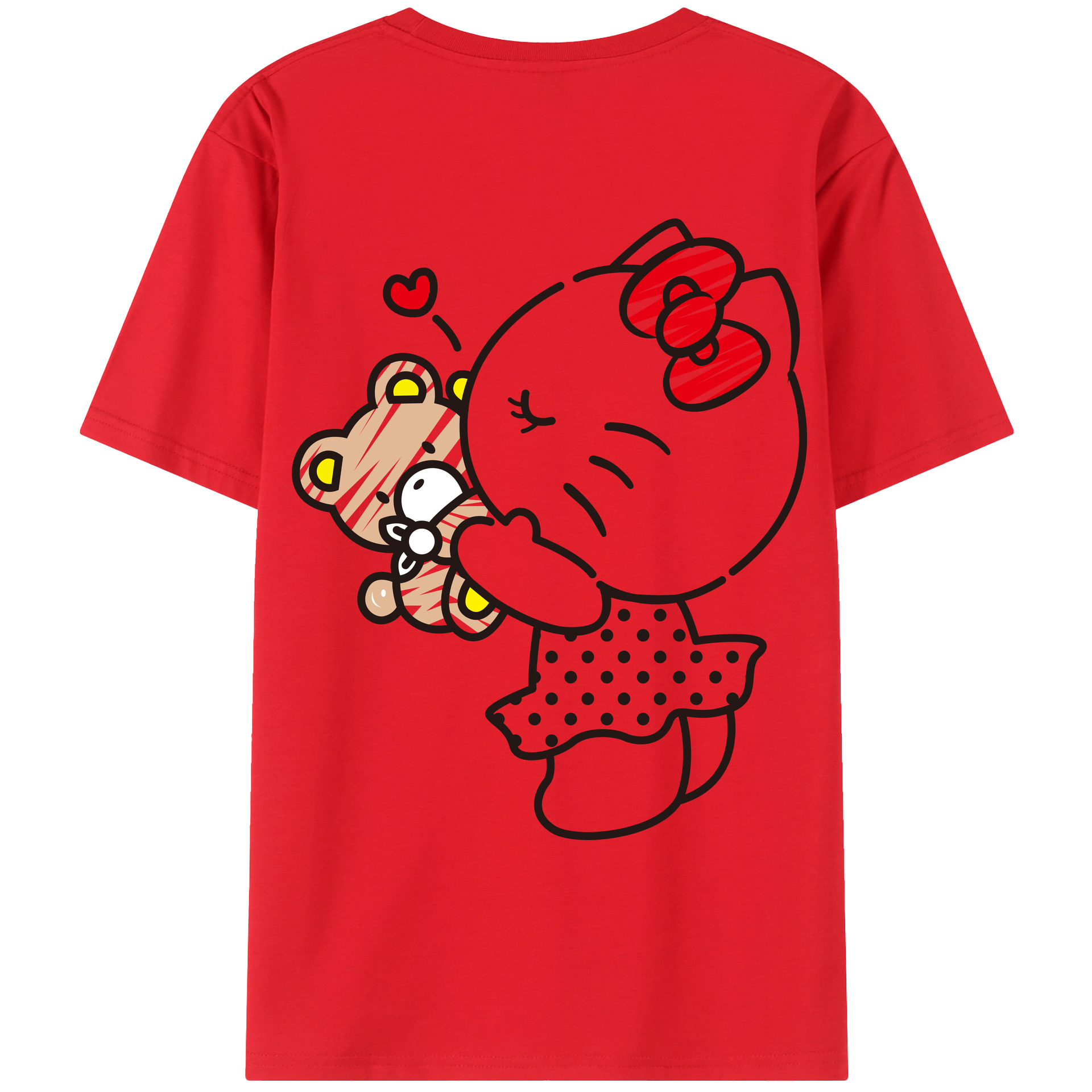 （画像用） Hello Kitty ハローキティ 綿100％ メンズ半袖Tシャツ（バックプリント） 通気性