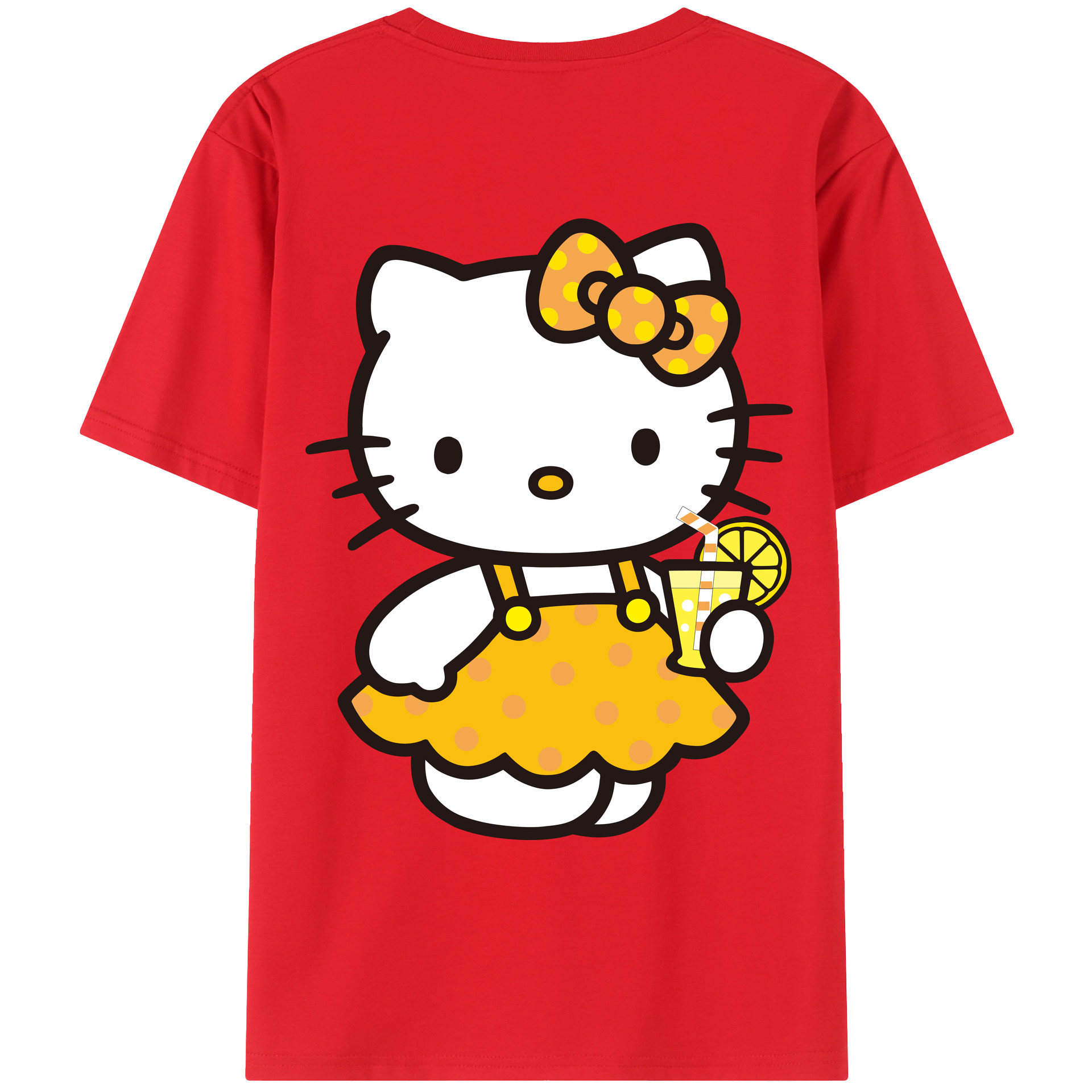 （画像用） Hello Kitty ハローキティ 綿100％ メンズ半袖Tシャツ（バックプリント） 通気性