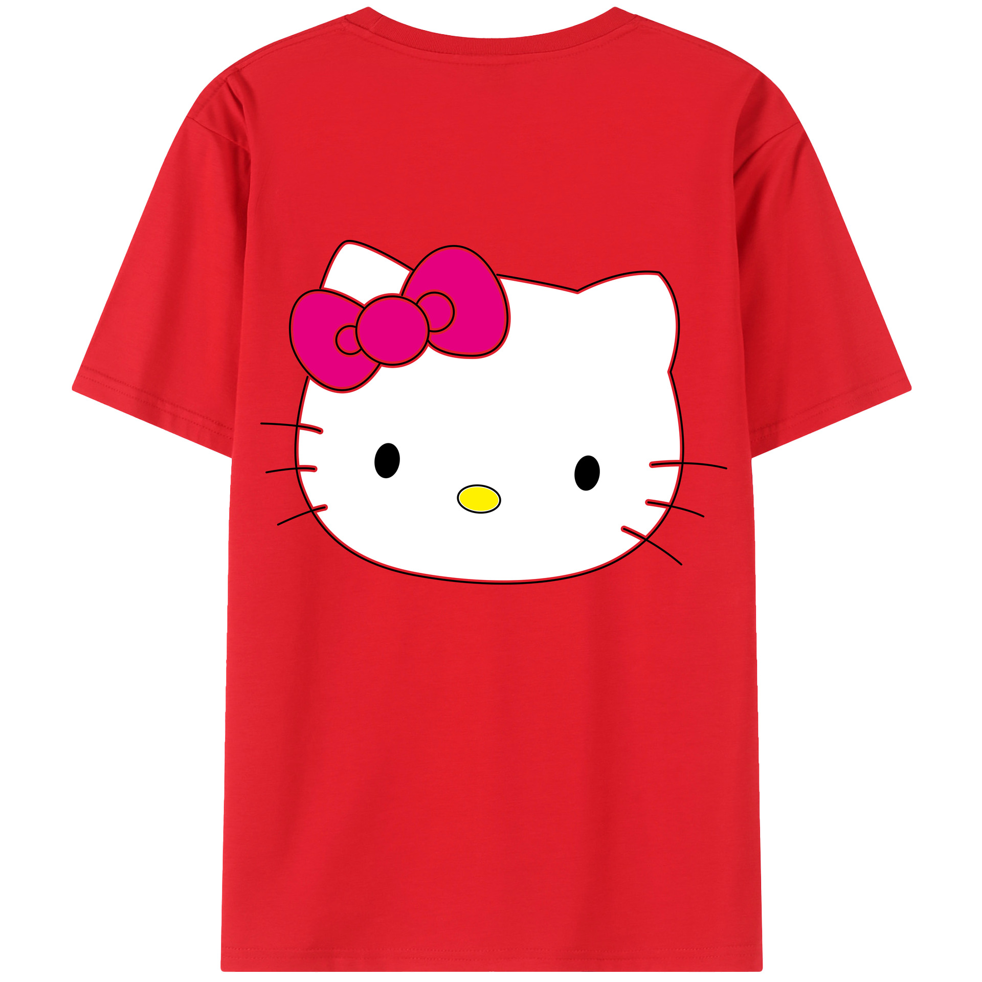 （画像用） Hello Kitty ハローキティ 綿100％ メンズ半袖Tシャツ（バックプリント） 通気性