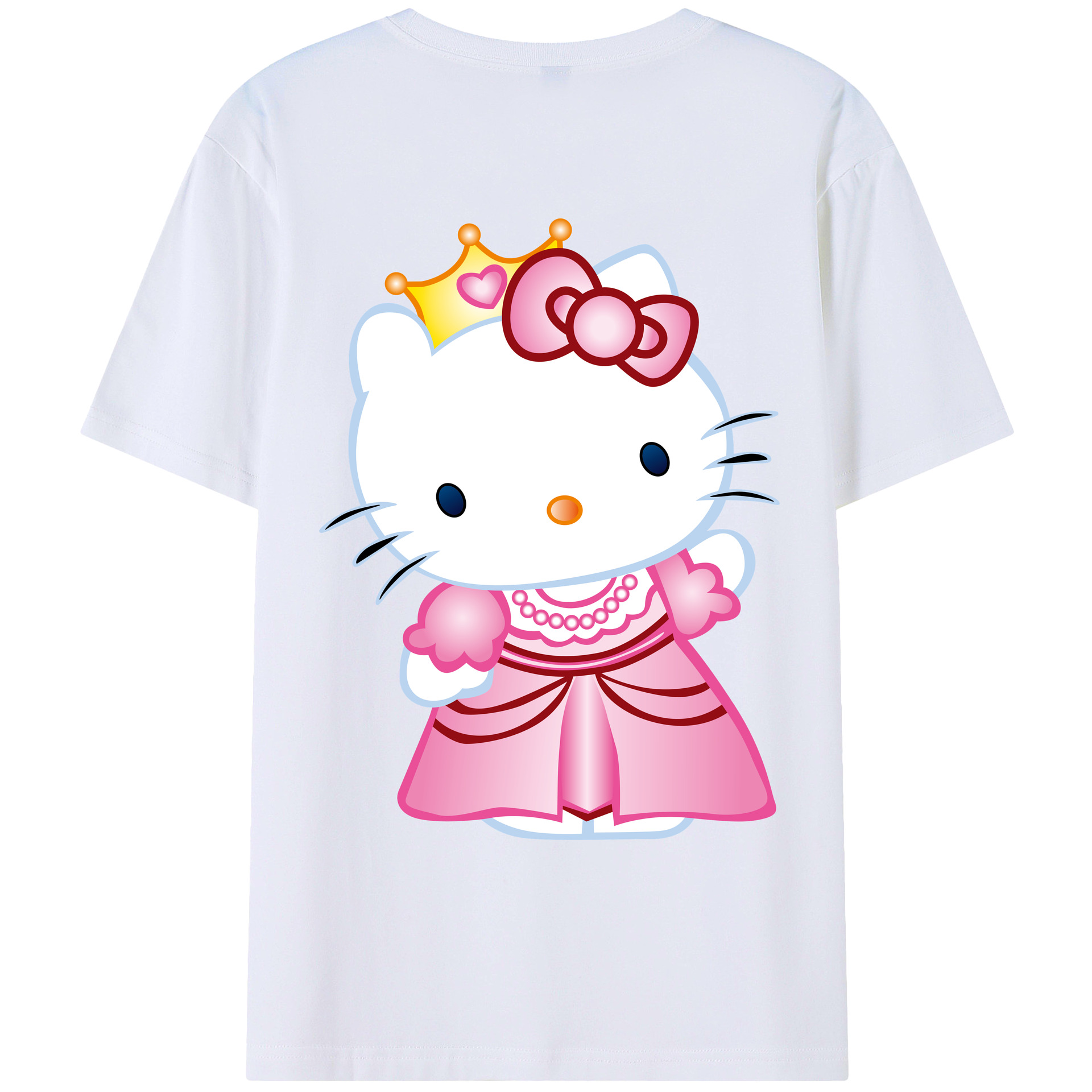 （画像用） Hello Kitty ハローキティ 綿100％ メンズ半袖Tシャツ（バックプリント） 通気性