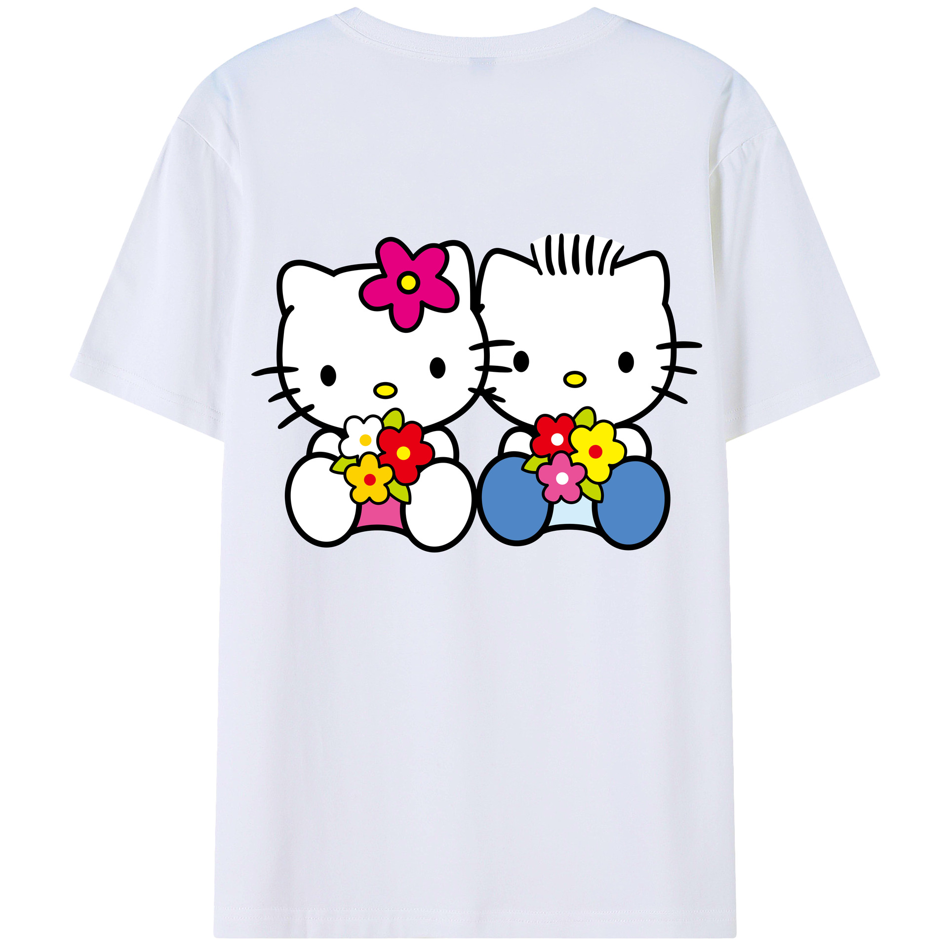 （画像用） Hello Kitty ハローキティ 綿100％ メンズ半袖Tシャツ（バックプリント） 通気性