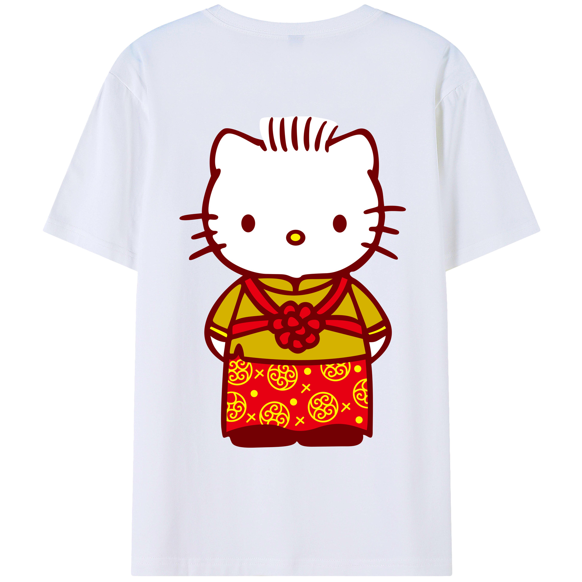 （画像用） Hello Kitty ハローキティ 綿100％ メンズ半袖Tシャツ（バックプリント） 通気性