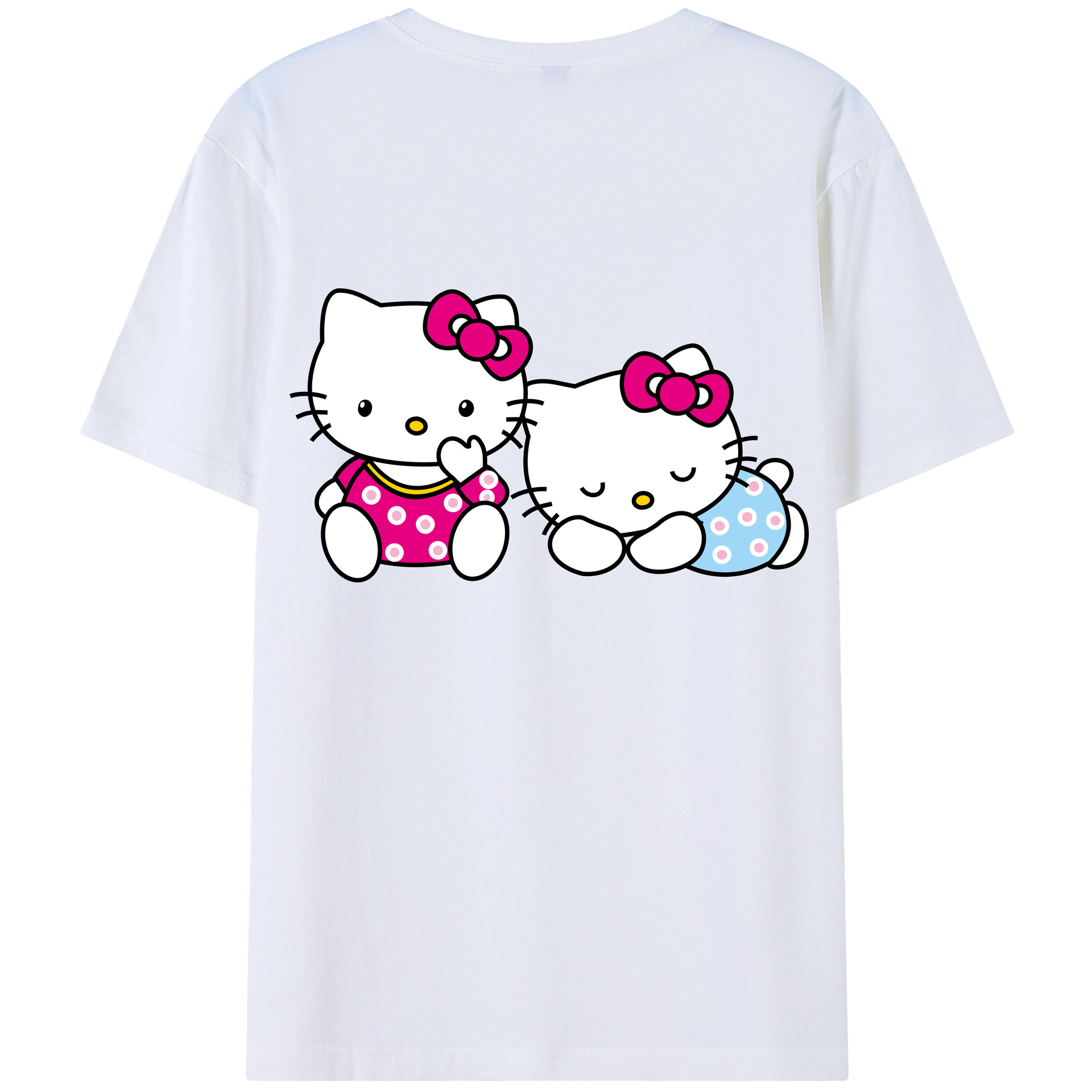 （画像用） Hello Kitty ハローキティ 綿100％ メンズ半袖Tシャツ（バックプリント） 通気性