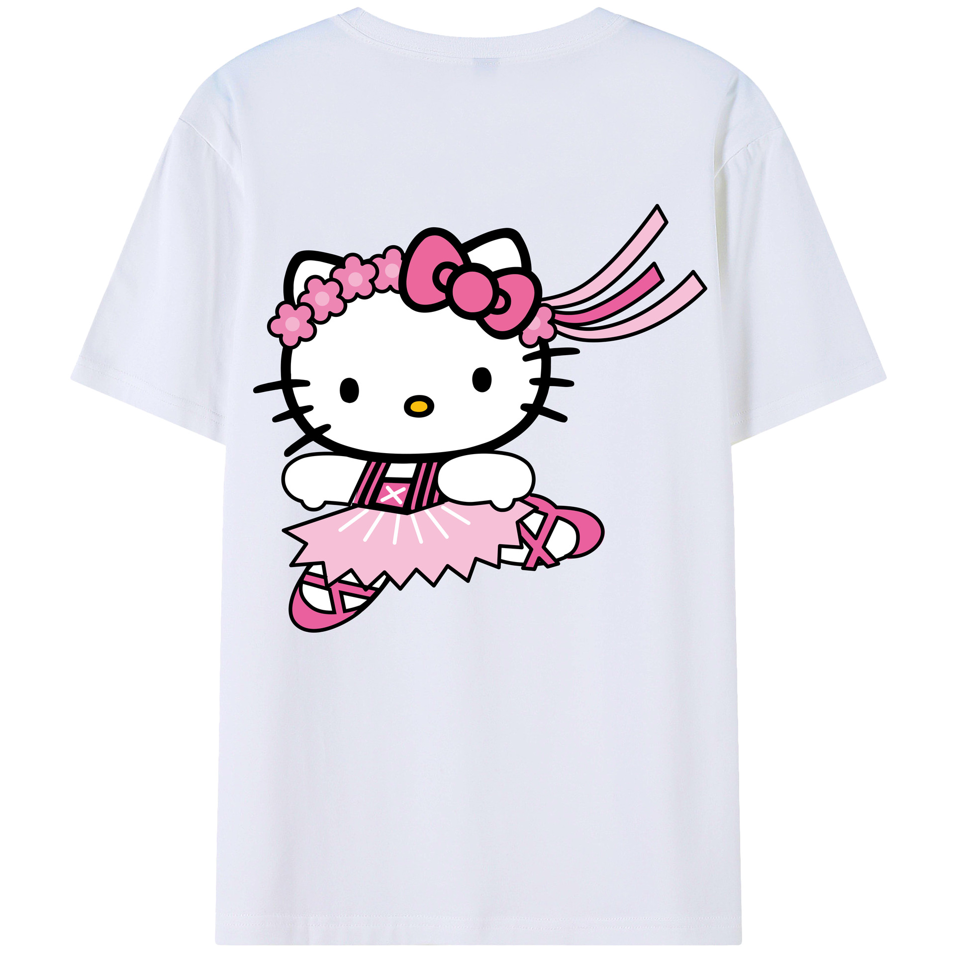 （画像用） Hello Kitty ハローキティ 綿100％ メンズ半袖Tシャツ（バックプリント） 通気性