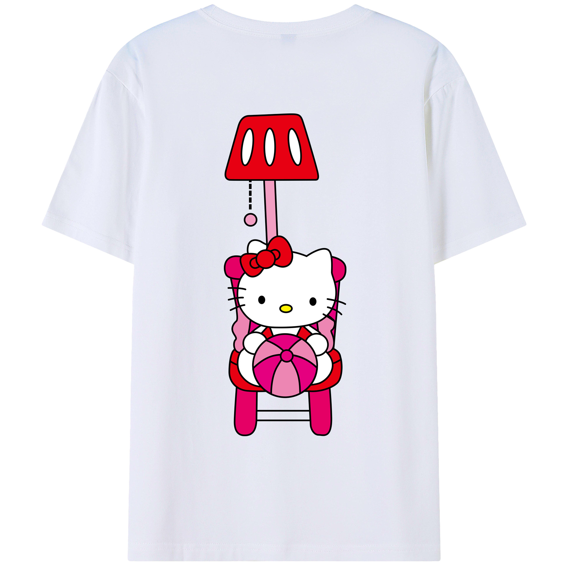 （画像用） Hello Kitty ハローキティ 綿100％ メンズ半袖Tシャツ（バックプリント） 通気性