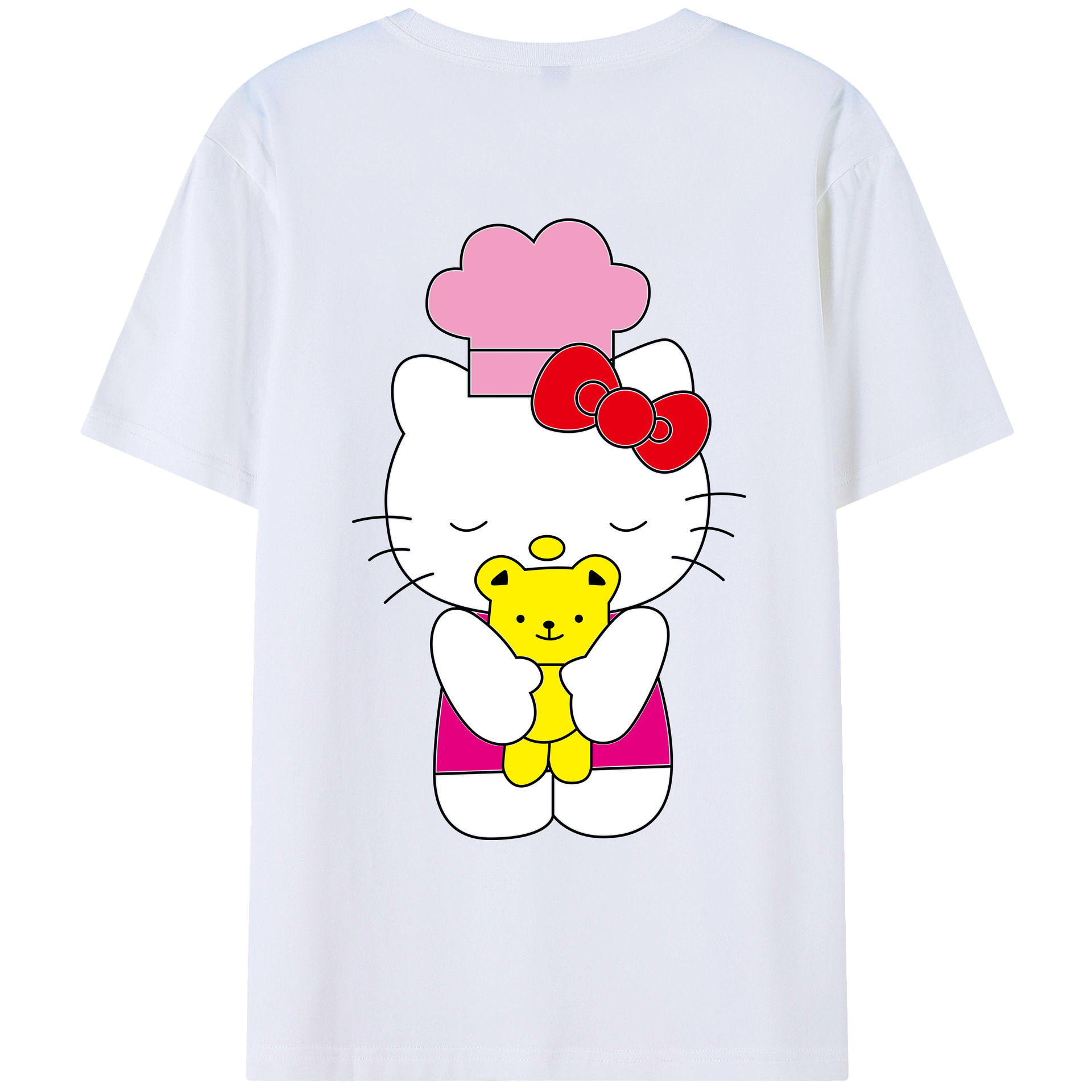 （画像用） Hello Kitty ハローキティ 綿100％ メンズ半袖Tシャツ（バックプリント） 通気性