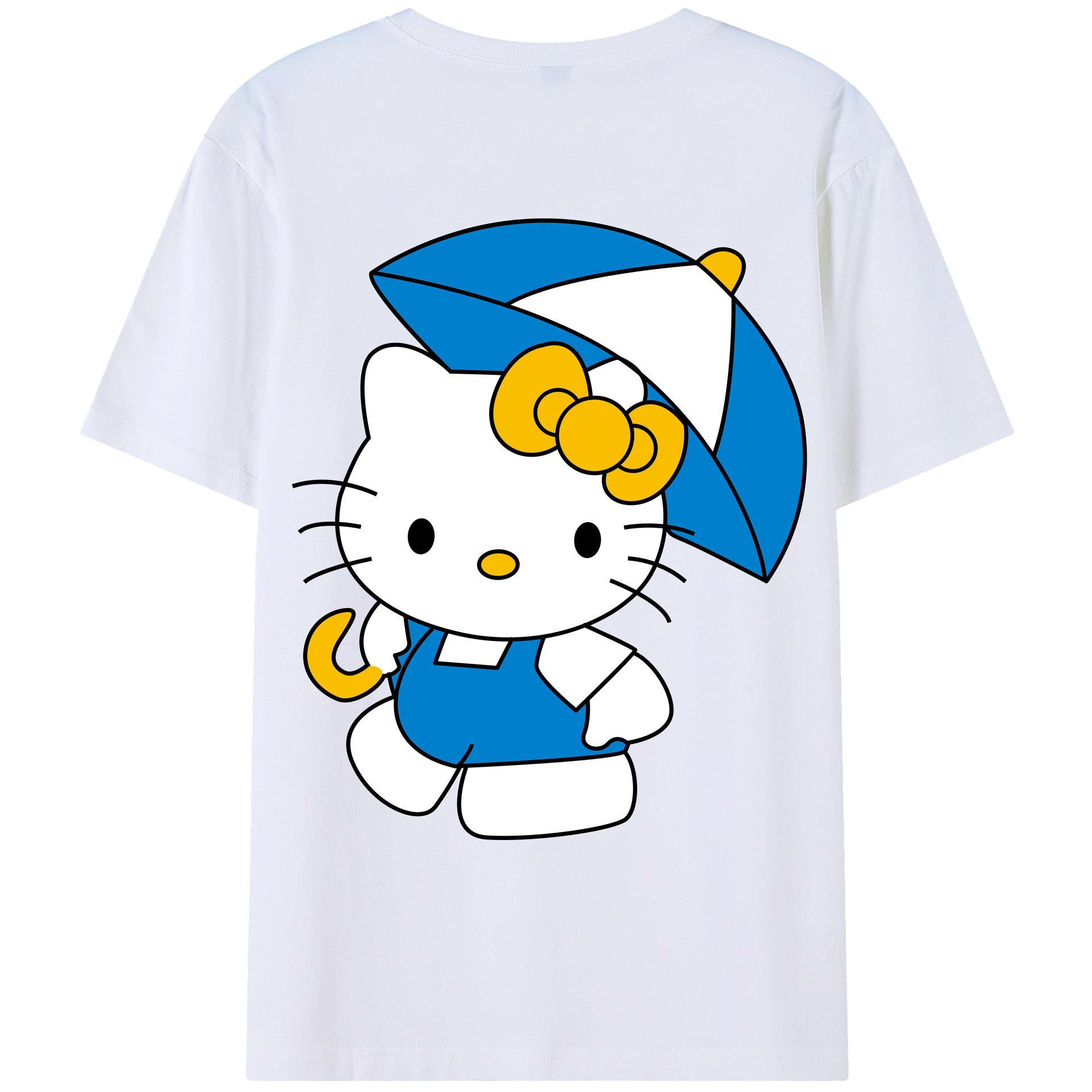 （画像用） Hello Kitty ハローキティ 綿100％ メンズ半袖Tシャツ（バックプリント） 通気性