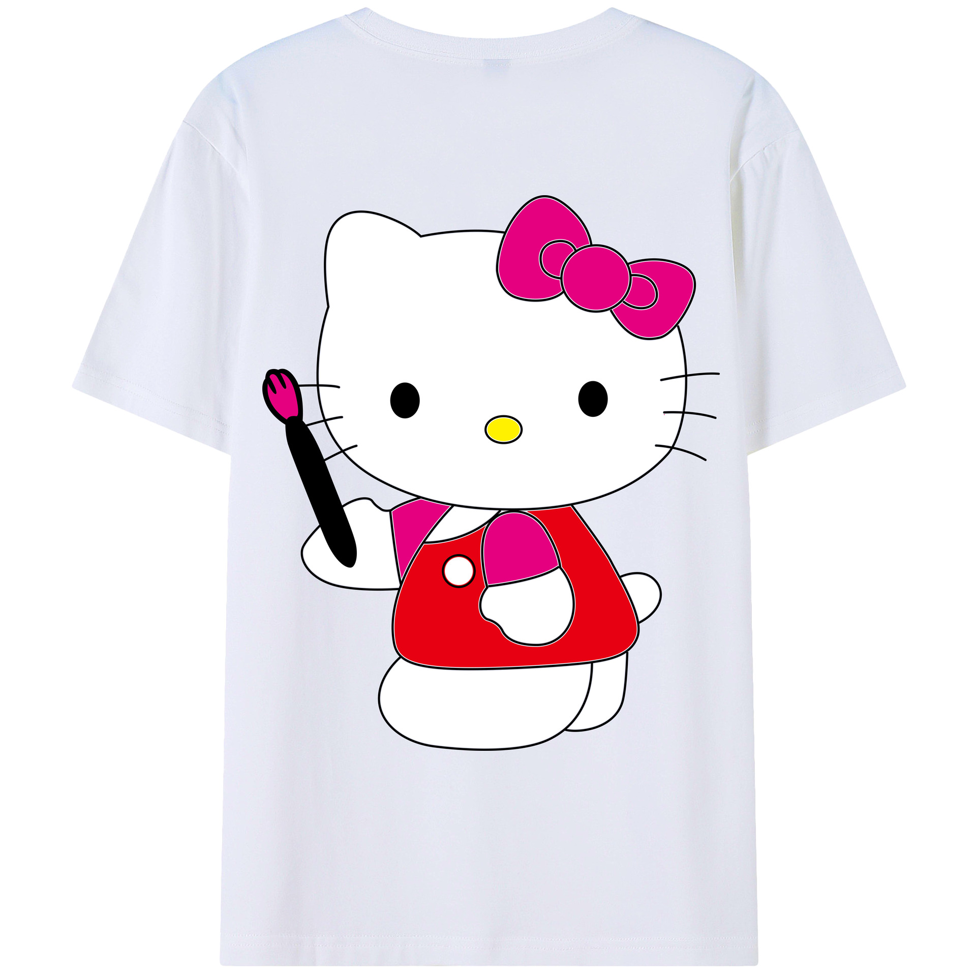 （画像用） Hello Kitty ハローキティ 綿100％ メンズ半袖Tシャツ（バックプリント） 通気性