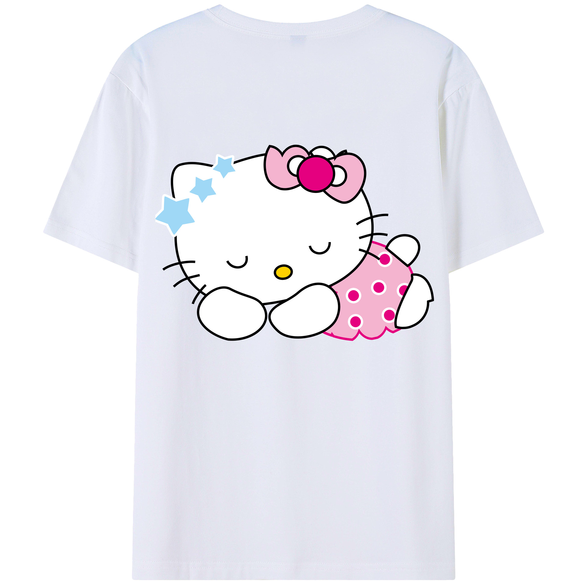（画像用） Hello Kitty ハローキティ 綿100％ メンズ半袖Tシャツ（バックプリント） 通気性