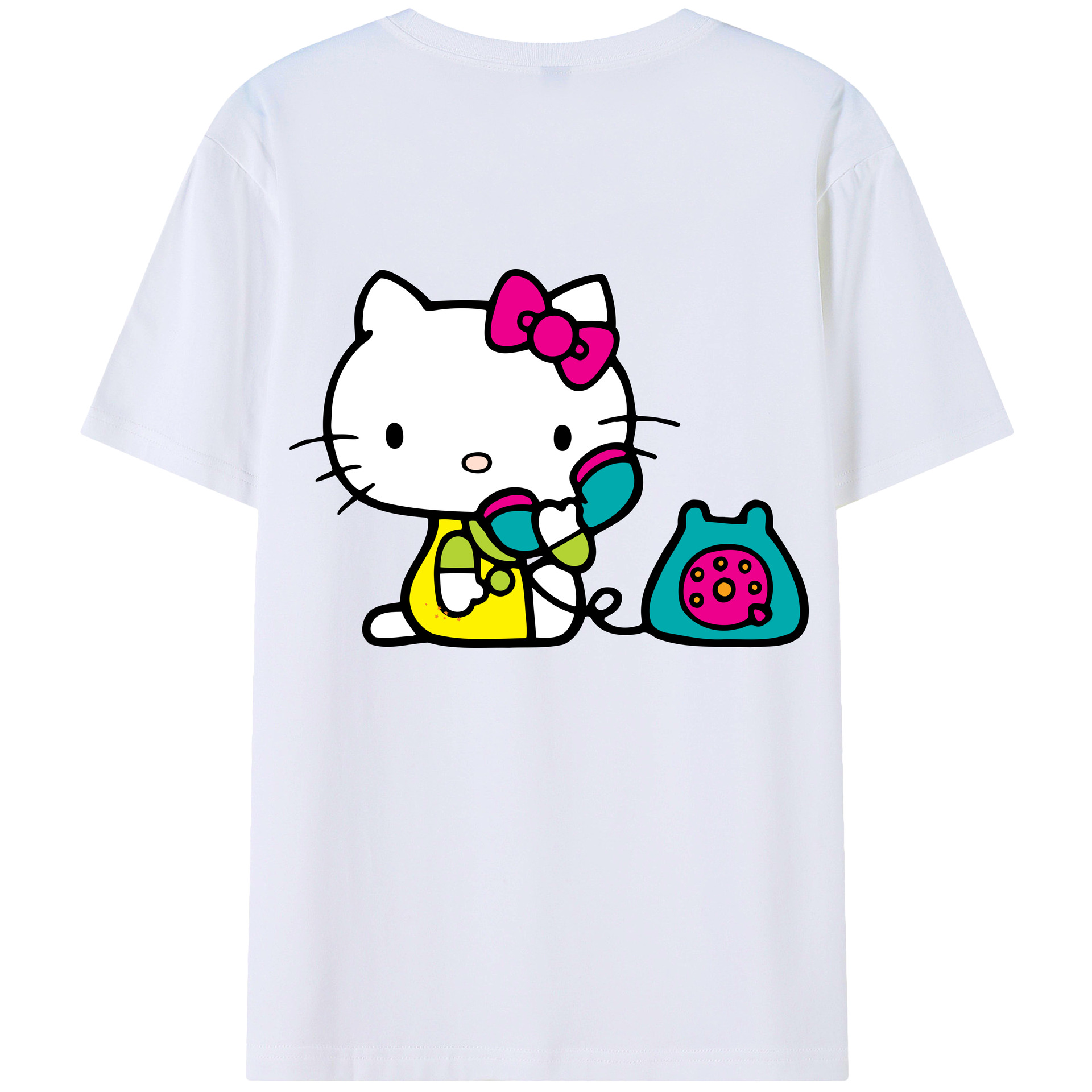 （画像用） Hello Kitty ハローキティ 綿100％ メンズ半袖Tシャツ（バックプリント） 通気性